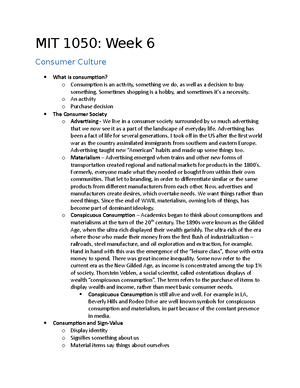 MIT 1050 Lecture 1 - Notes - MIT 1050: Week 1 Why Study Media? How do ...
