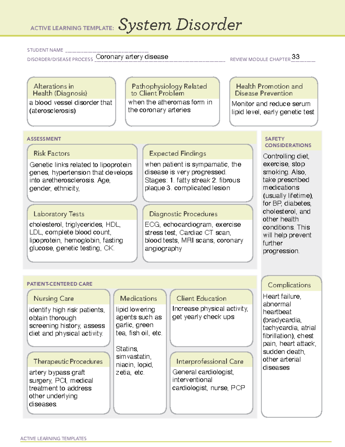 System Disorder blank ACTIVE LEARNING TEMPLATES System Disorder