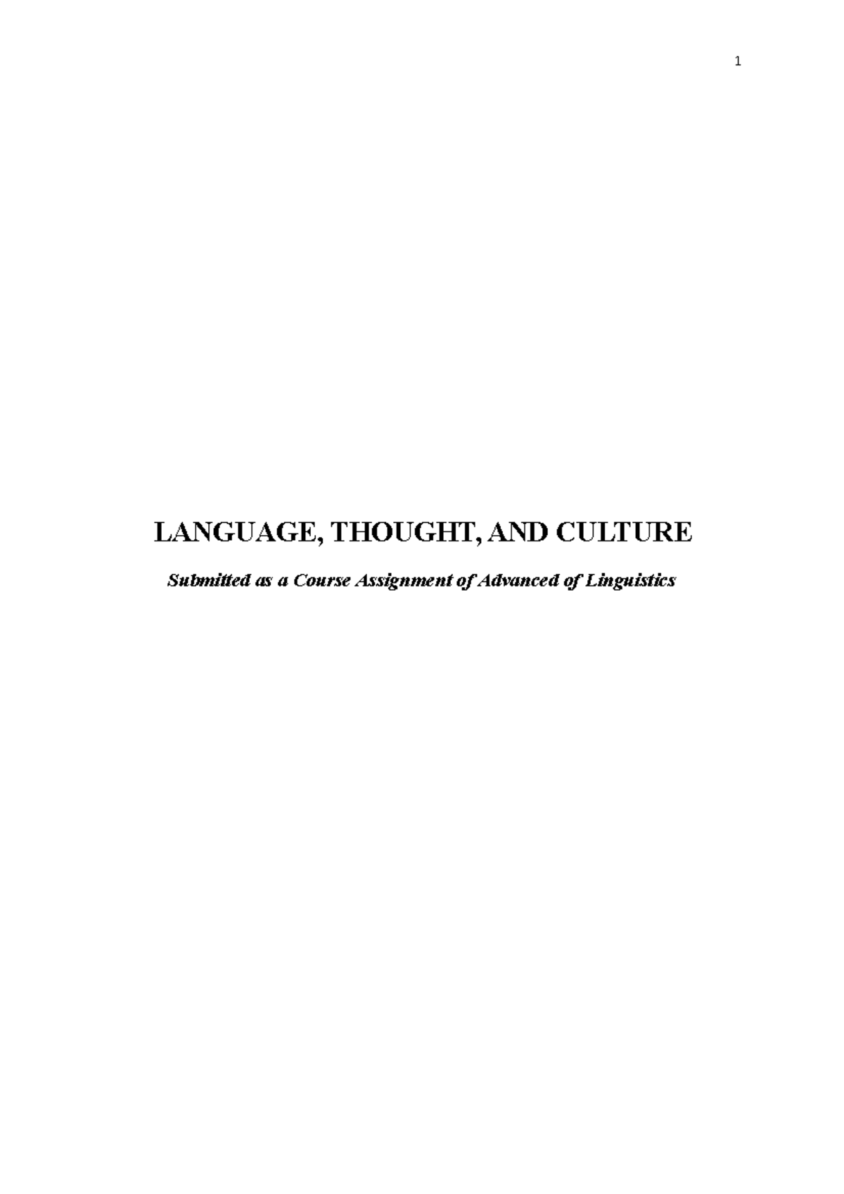 Language, Thought and culture - LANGUAGE, THOUGHT, AND CULTURE ...