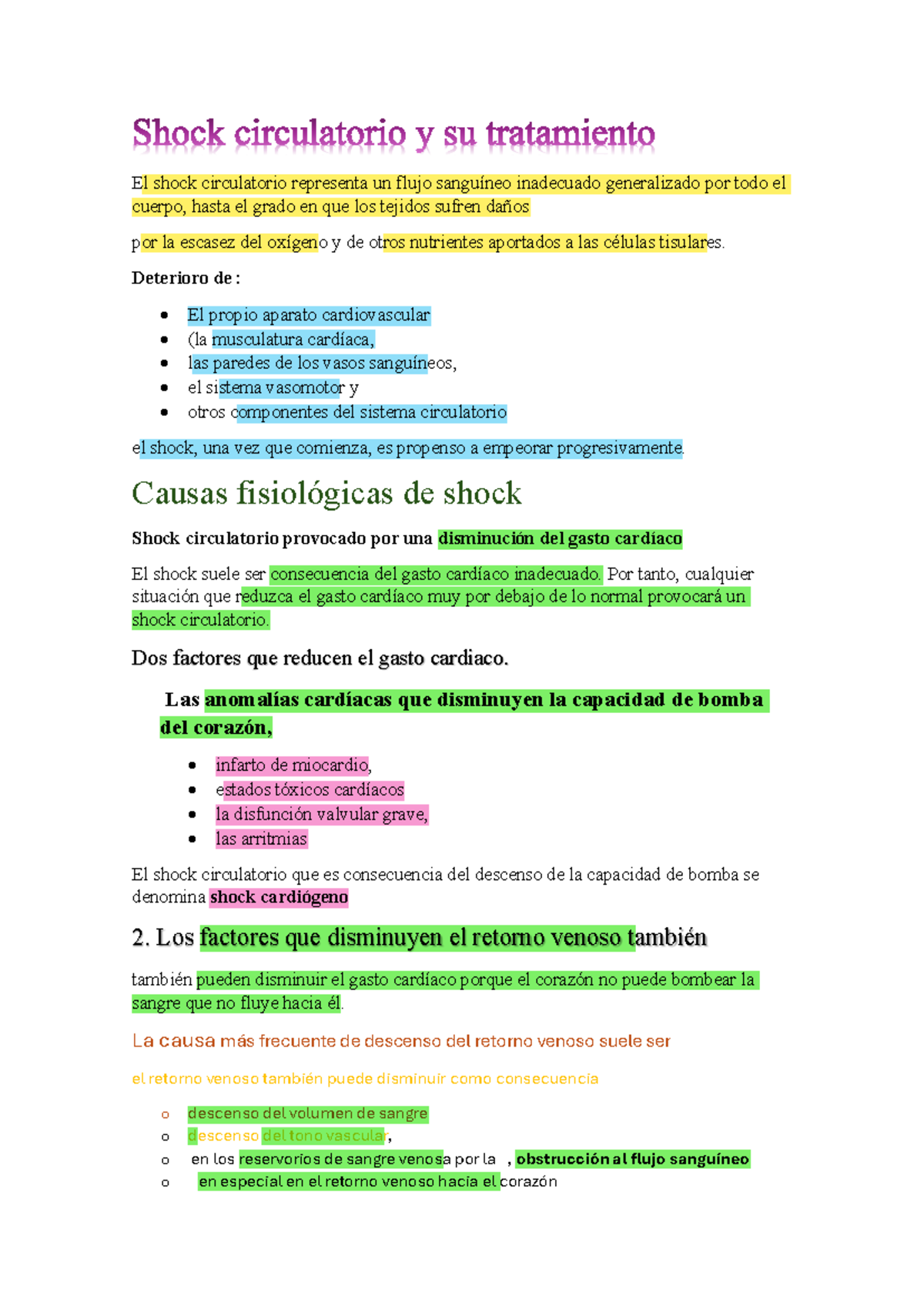 Rseumen DE CAP 24 Fisiologia Shock Circulatorio - Shock circulatorio y ...