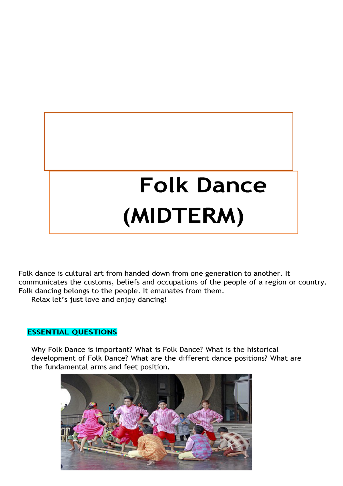 essay about folk dance