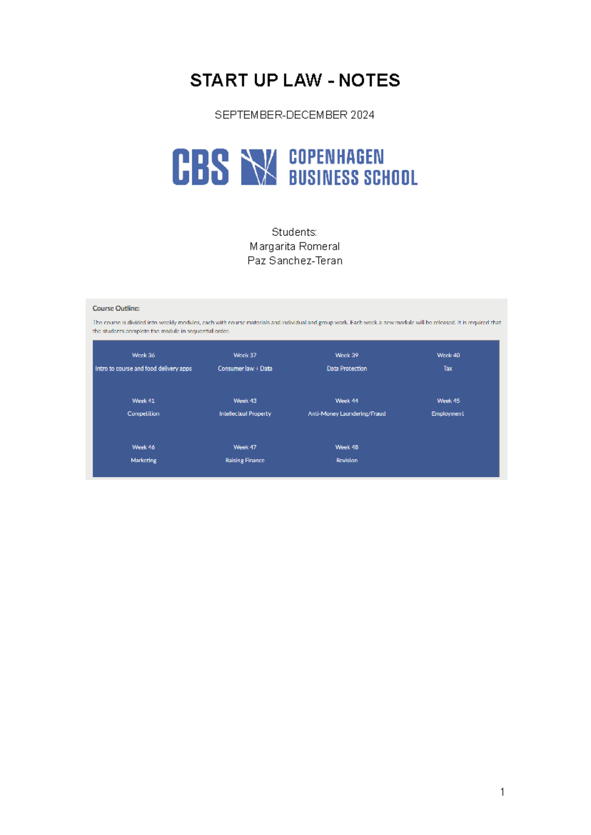 Notes Startup Law - CBS (Q1) - START UP LAW - NOTES SEPTEMBER-DECEMBER ...