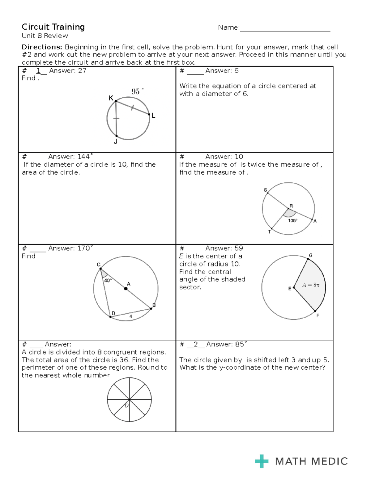 geo lesson 8.3 homework math medic answer key