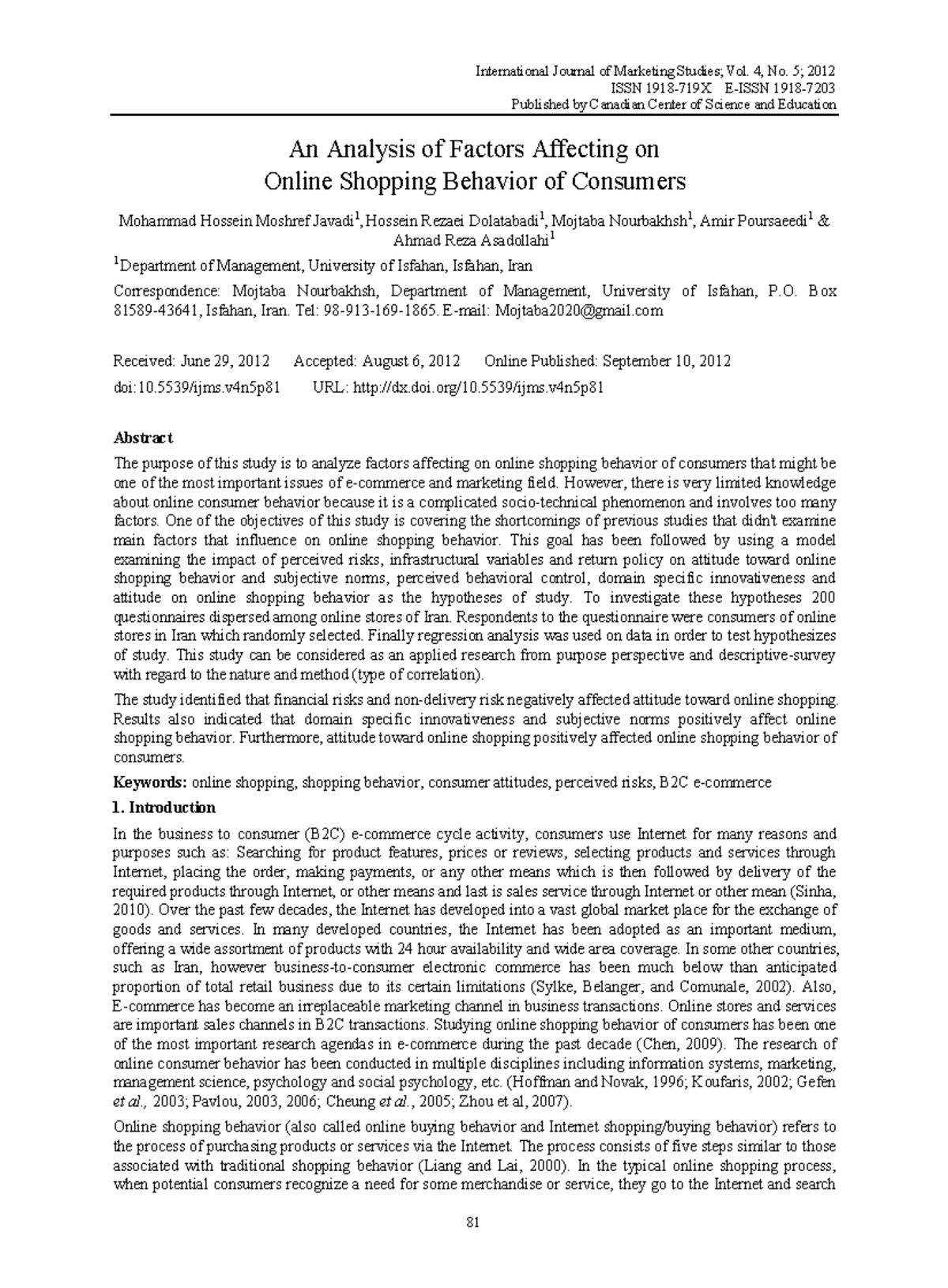 An Analysis of Factors Affecting on Onli - International Journal of ...