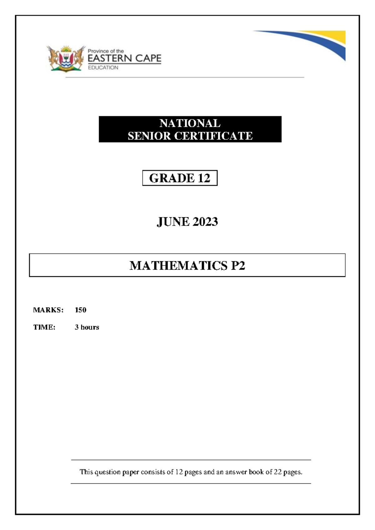 Maths P2 GR12 QP JUNE 2023 English - NATIONAL SENIOR CERTIFICATE GRADE ...