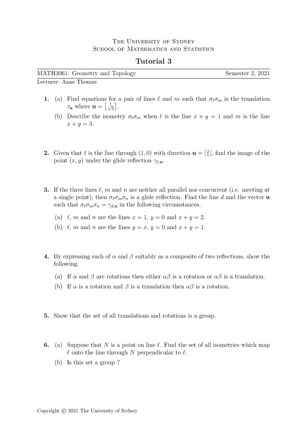 Tutorial 03 - The University Of Sydney School Of Mathematics And ...