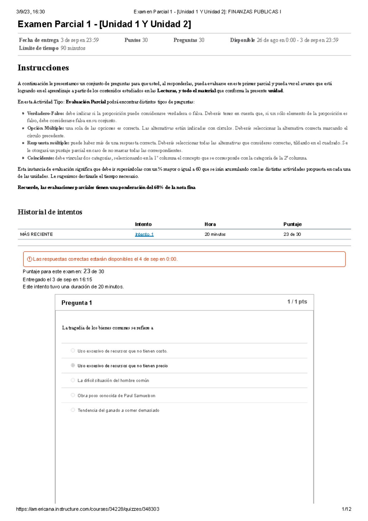 Examen Parcial 1 - [Unidad 1 Y Unidad 2] Finanzas Publicas I - Examen ...