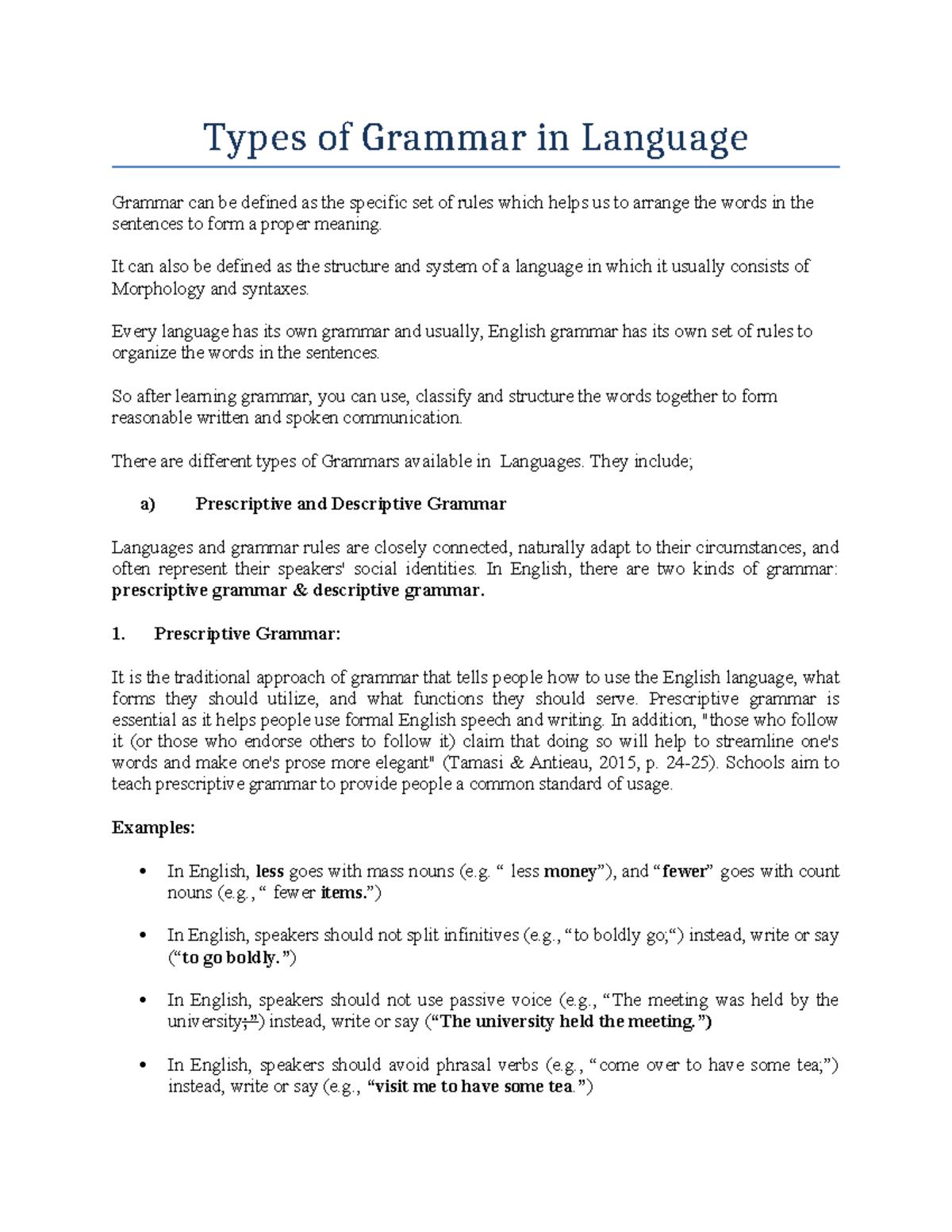 Types of Grammar in Language - Types of Grammar in Language Grammar can ...