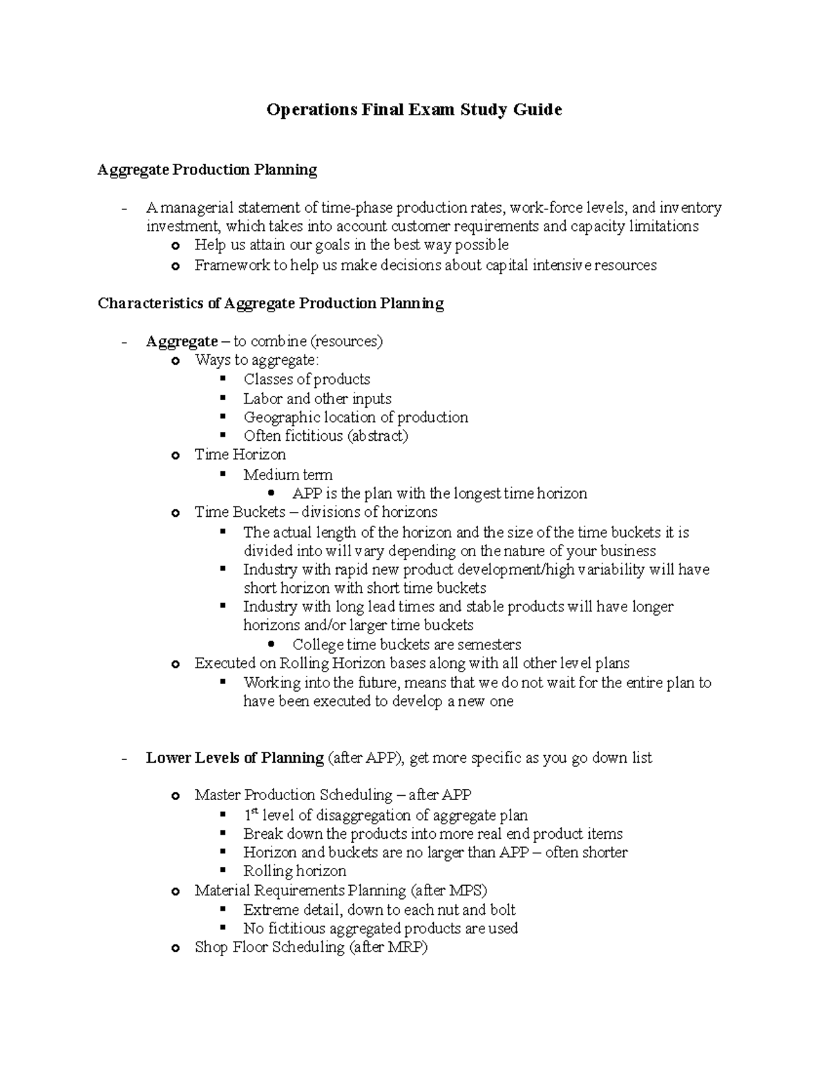 final exam operations research