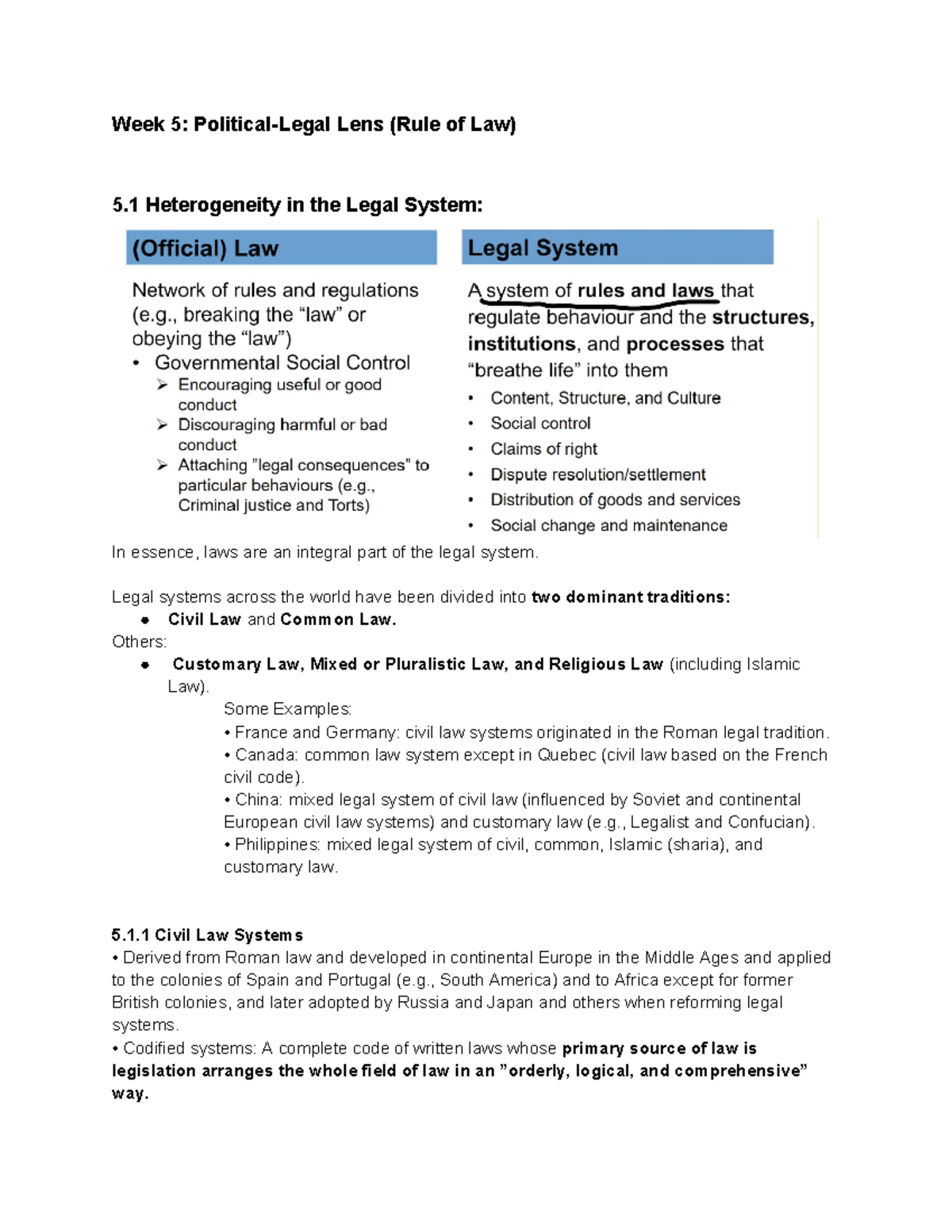 COMM1150 Week 5 Notes - Week 5: Political-Legal Lens (Rule of Law) 5 ...