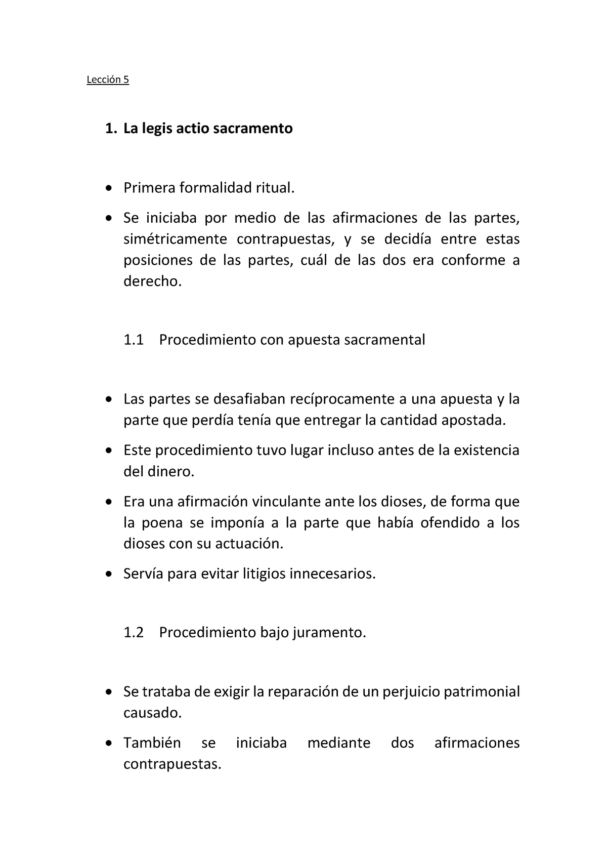 Lecciones 5 Derecho Romano - Lección 5 La Legis Actio Sacramento ...