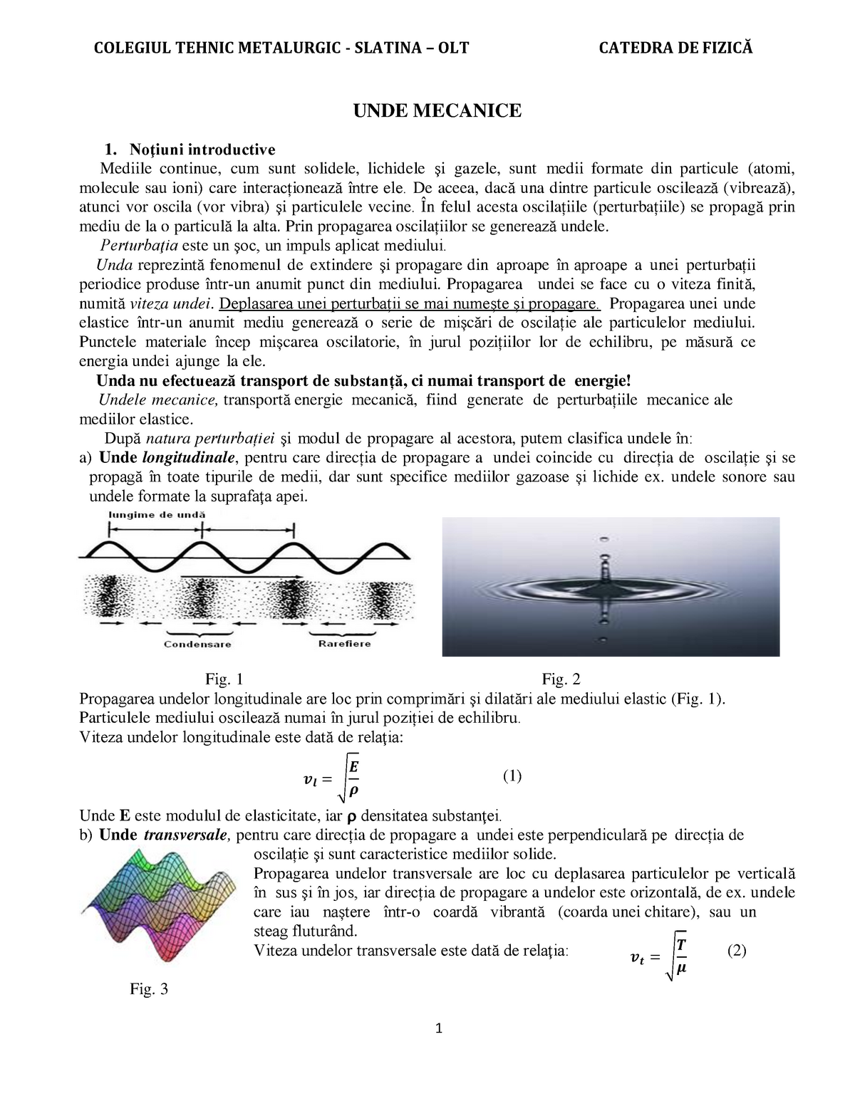 UNDE Mecanice 4  COLEGIUL TEHNIC METALURGIC SLATINA OLT CATEDRA DE