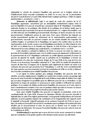 La Volonte De Restaurer L Equilibre Des Pouvoirs En Ce Sens Lors De Sa Presentation Devant Le Studocu