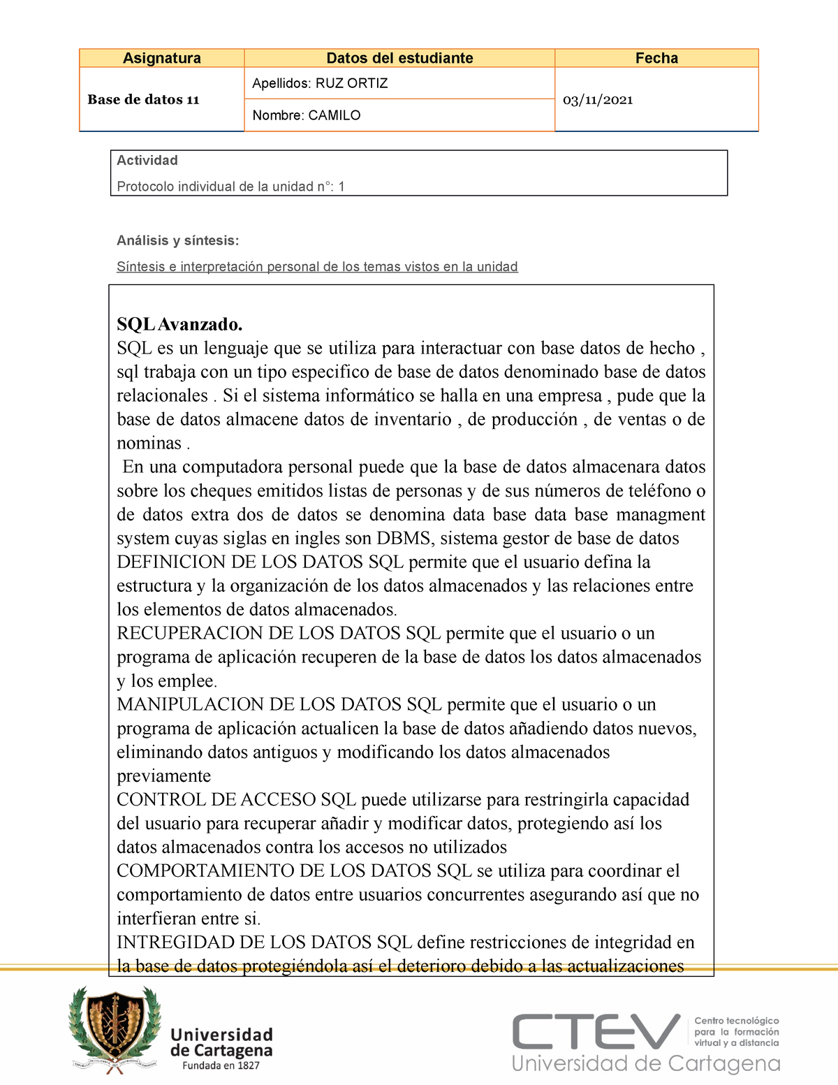 UND1 Base Datos 2 Protocolo Individual - Asignatura Datos Del ...