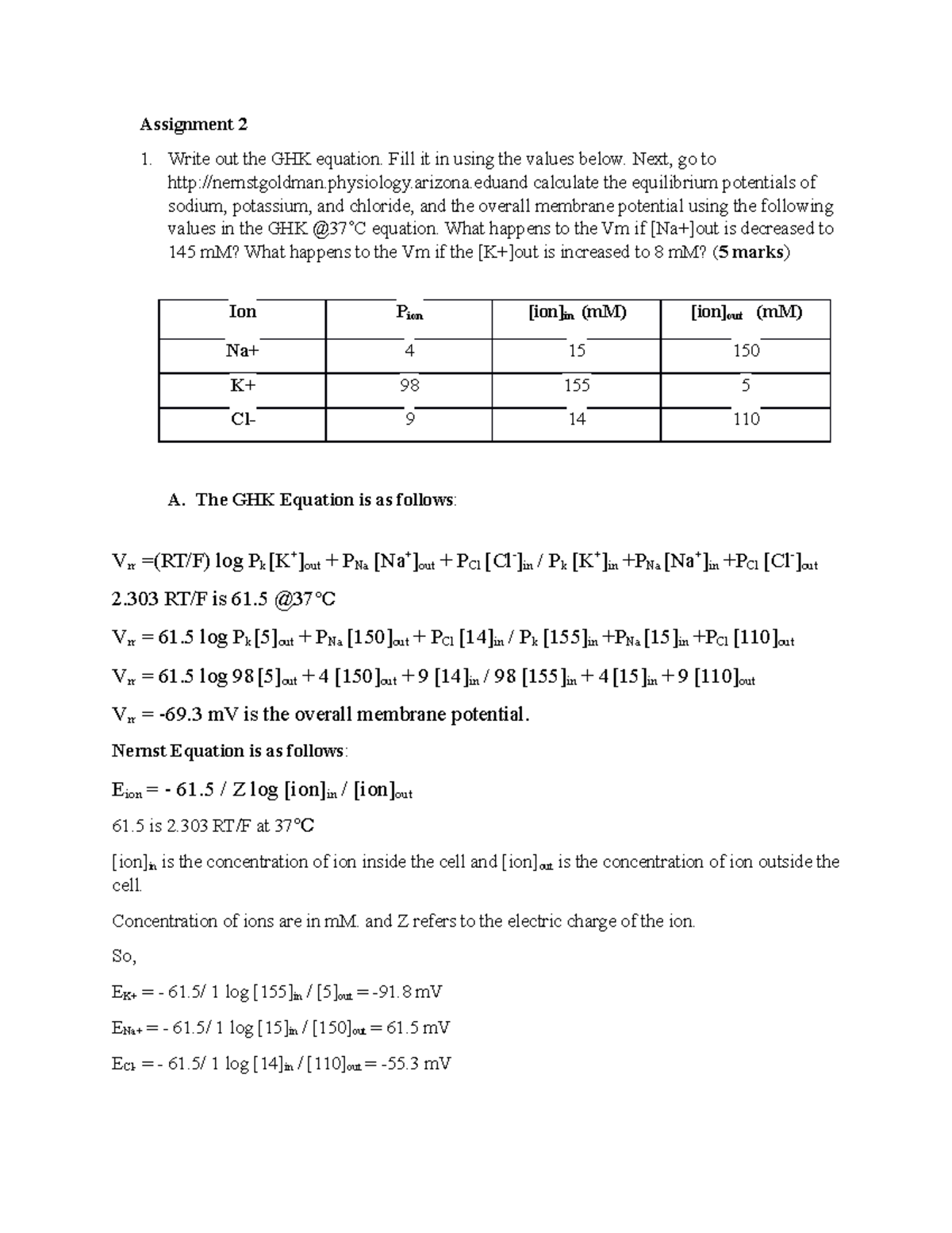 Ghk Equation Equilibrium Potentials Membrane Potential Action Potential 