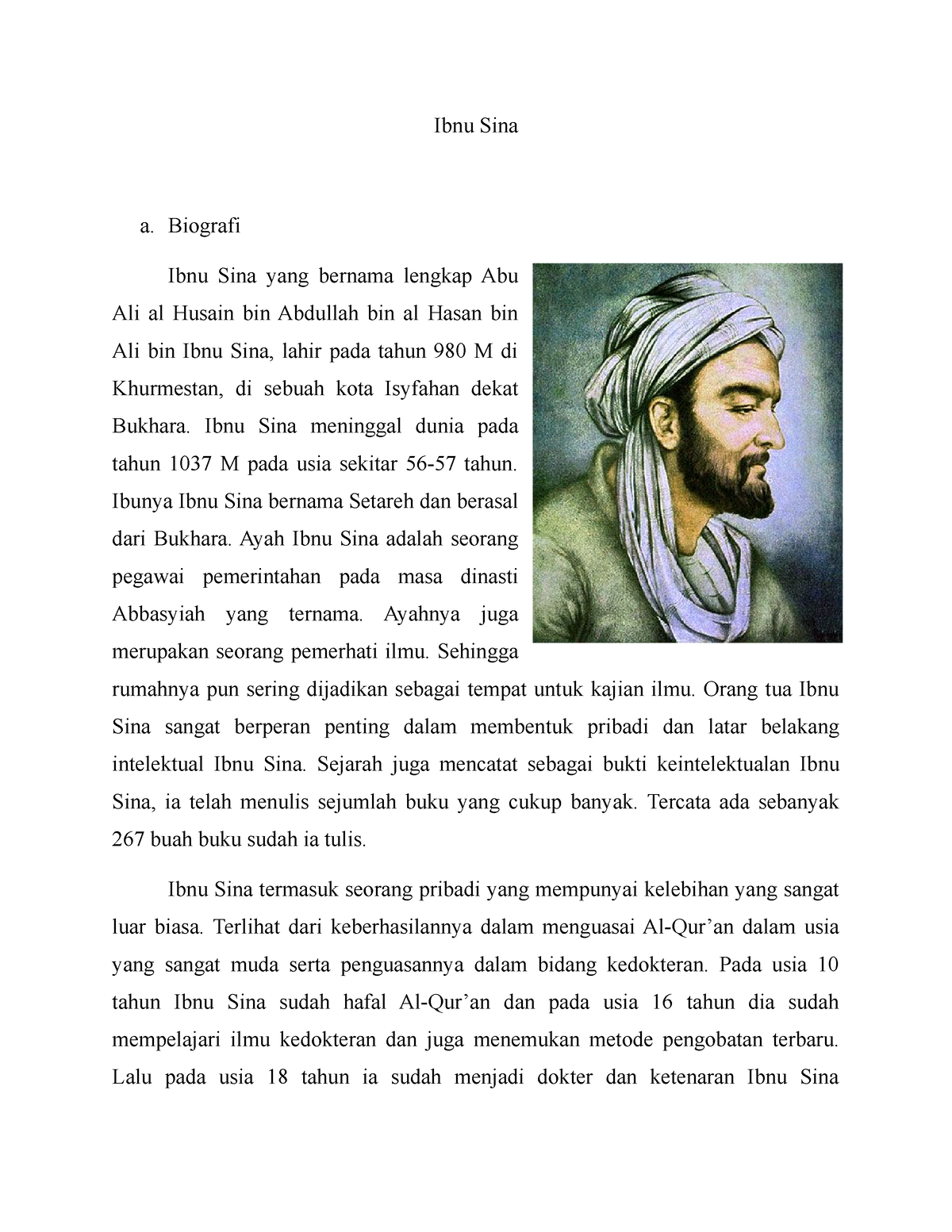 Profil Ibnu Sina Part 1 - Ibnu Sina termasuk seorang pribadi yang