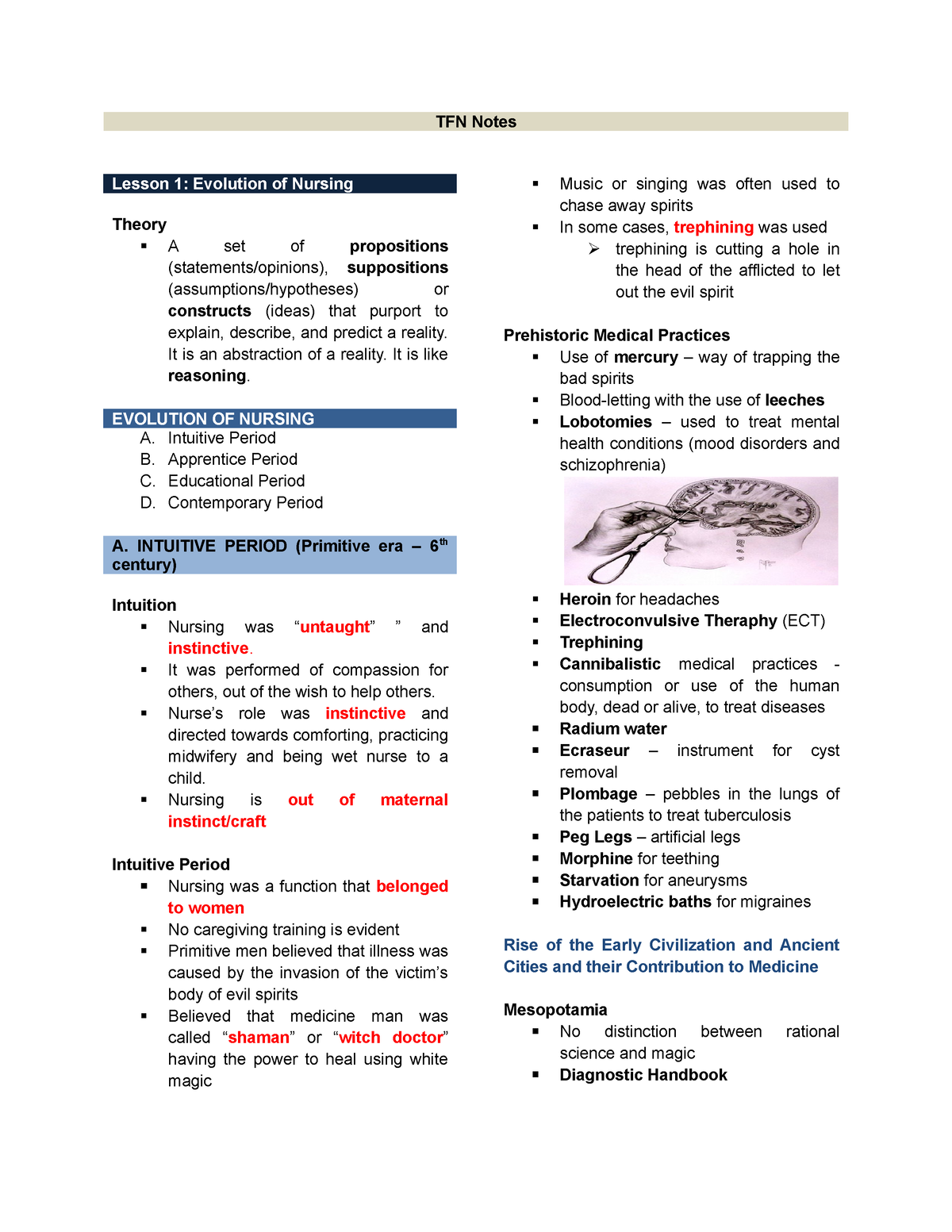 TFN W1-5 Notes - Theoretical Foundations Of Nursing - OLFU - Studocu