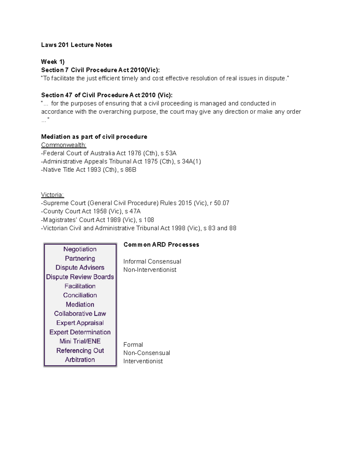 Laws 201 Lecture Notes - Laws 201 Lecture Notes Week 1) Section 7 Civil ...