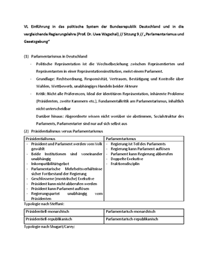 Einfuhrung In Das Politische System Der Brd Und In Die Vergleichende Politikwissenschaft Studocu