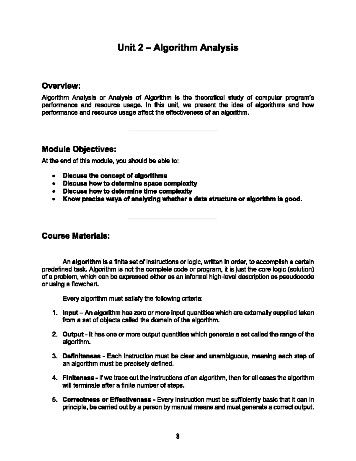 DSA Analysis of Algorithm - Bachelor of Science in Information ...