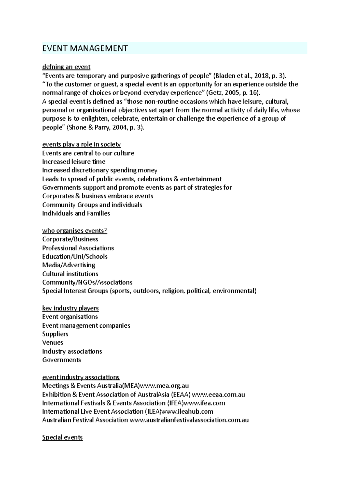 Event Management - EVENT MANAGEMENT defning an event “Events are ...