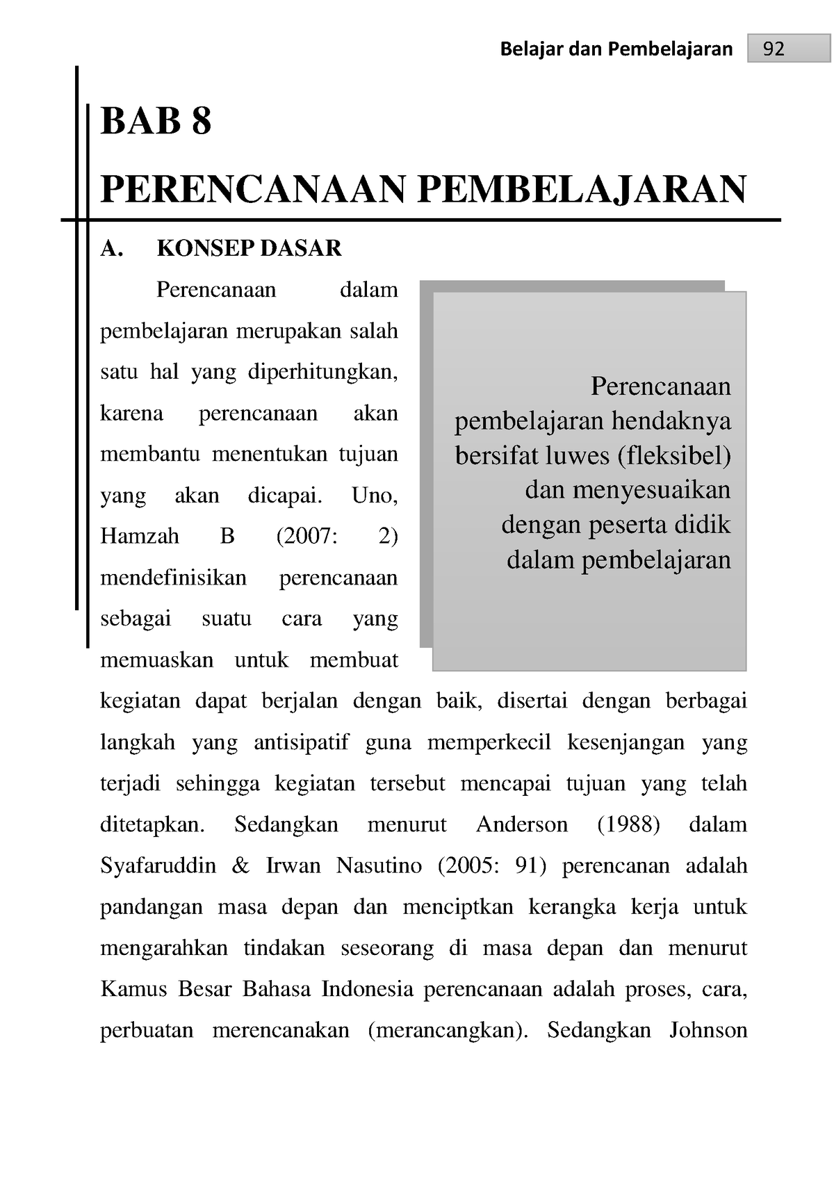 BAB8 Belajar Dan Pembelajaran - Perencanaan Pembelajaran Hendaknya ...