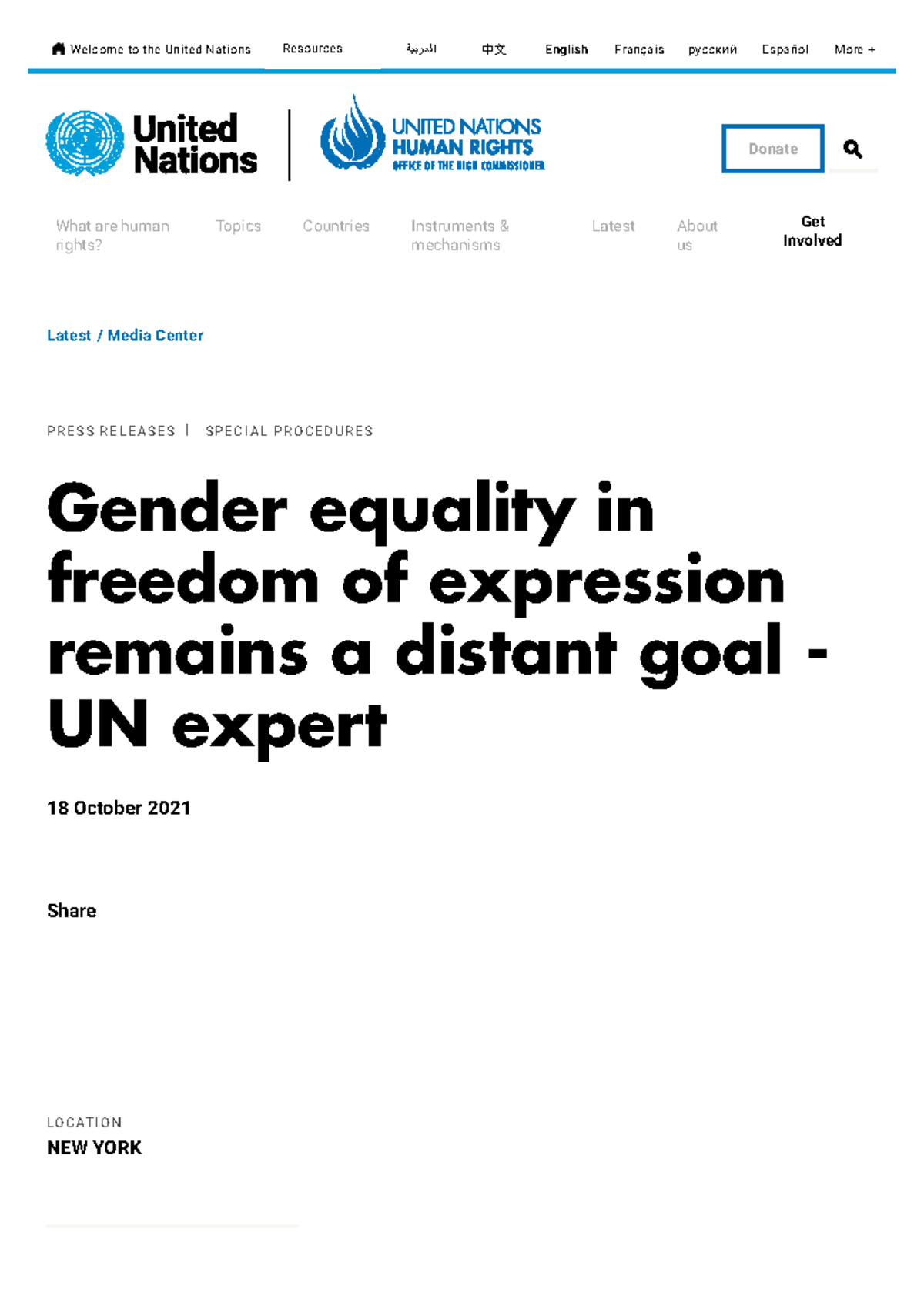 Gender equality in freedom of expression remains a distant goal -UN ...