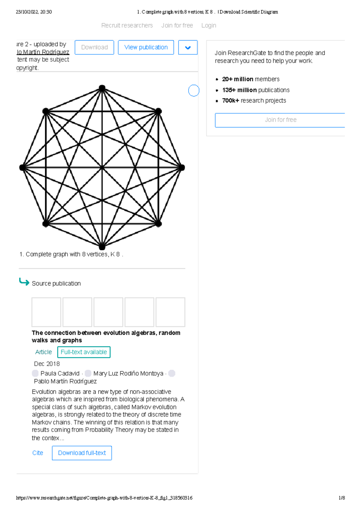 1. Complete graph with 8 vertices, K 8 . Download Scientific Diagram ...