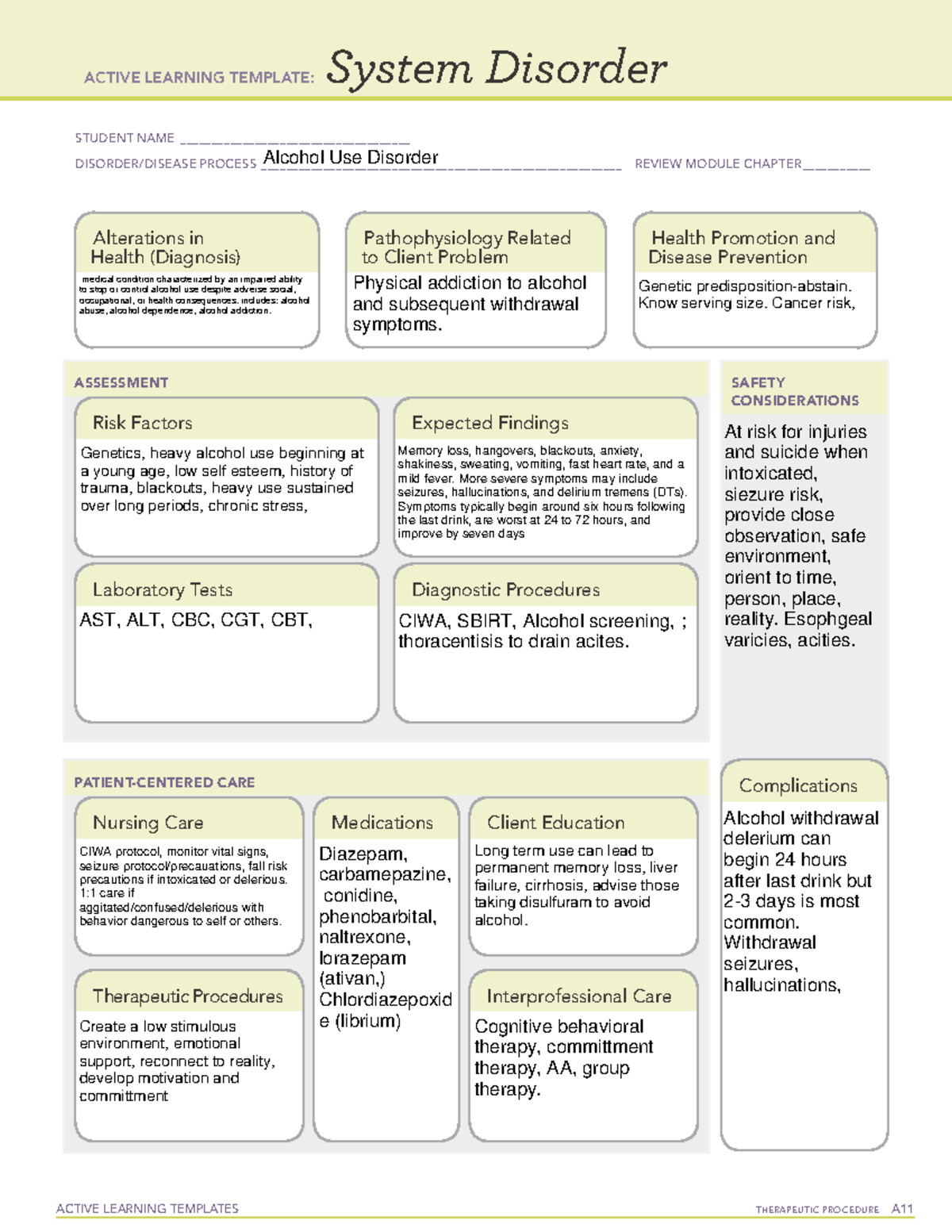 ALTalcoholusedisorder - ACTIVE LEARNING TEMPLATES THERAPEUTIC PROCEDURE ...