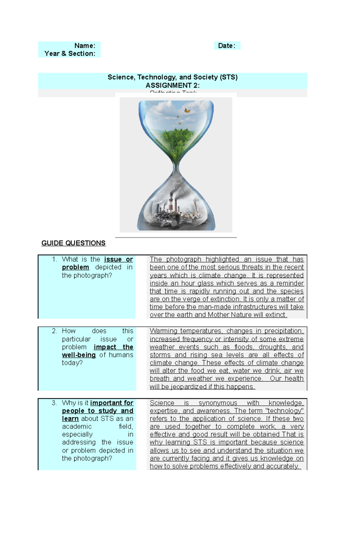 STS Reflextion TASK Article Photo That Depicts An Issue Or Problem In 