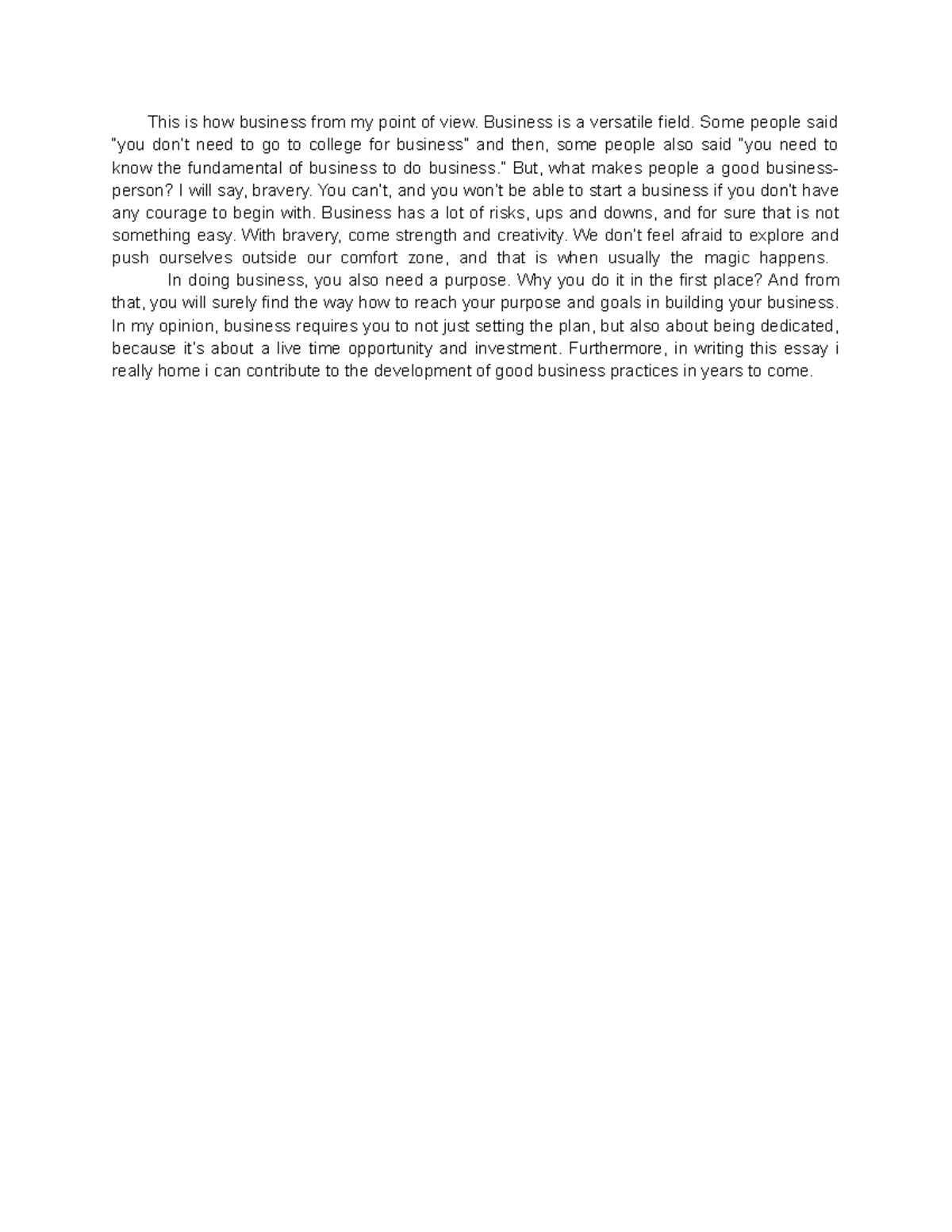 Essay about Business This is how business from my point of view