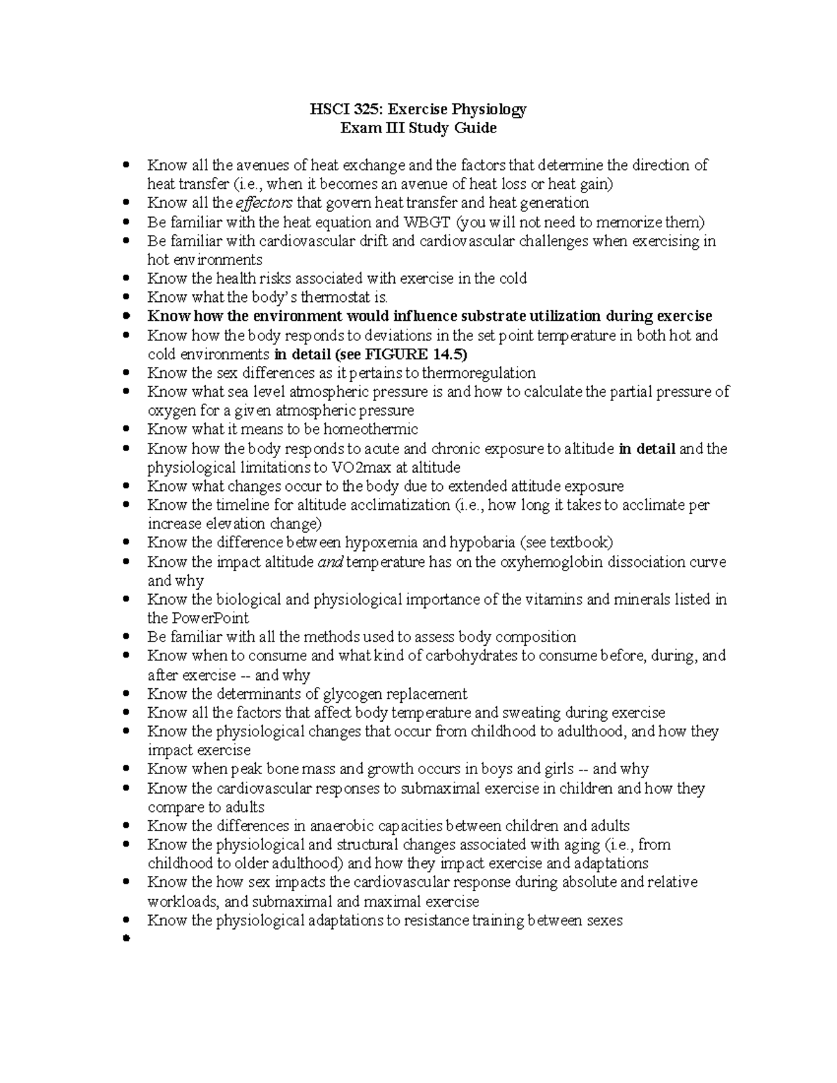 Exam Iii Study Guide Hsci 325 Exercise Physiology Exam Iii Study Exam Iii Study Guide Hsci 325 Exercise Physiology Exam Iii Study