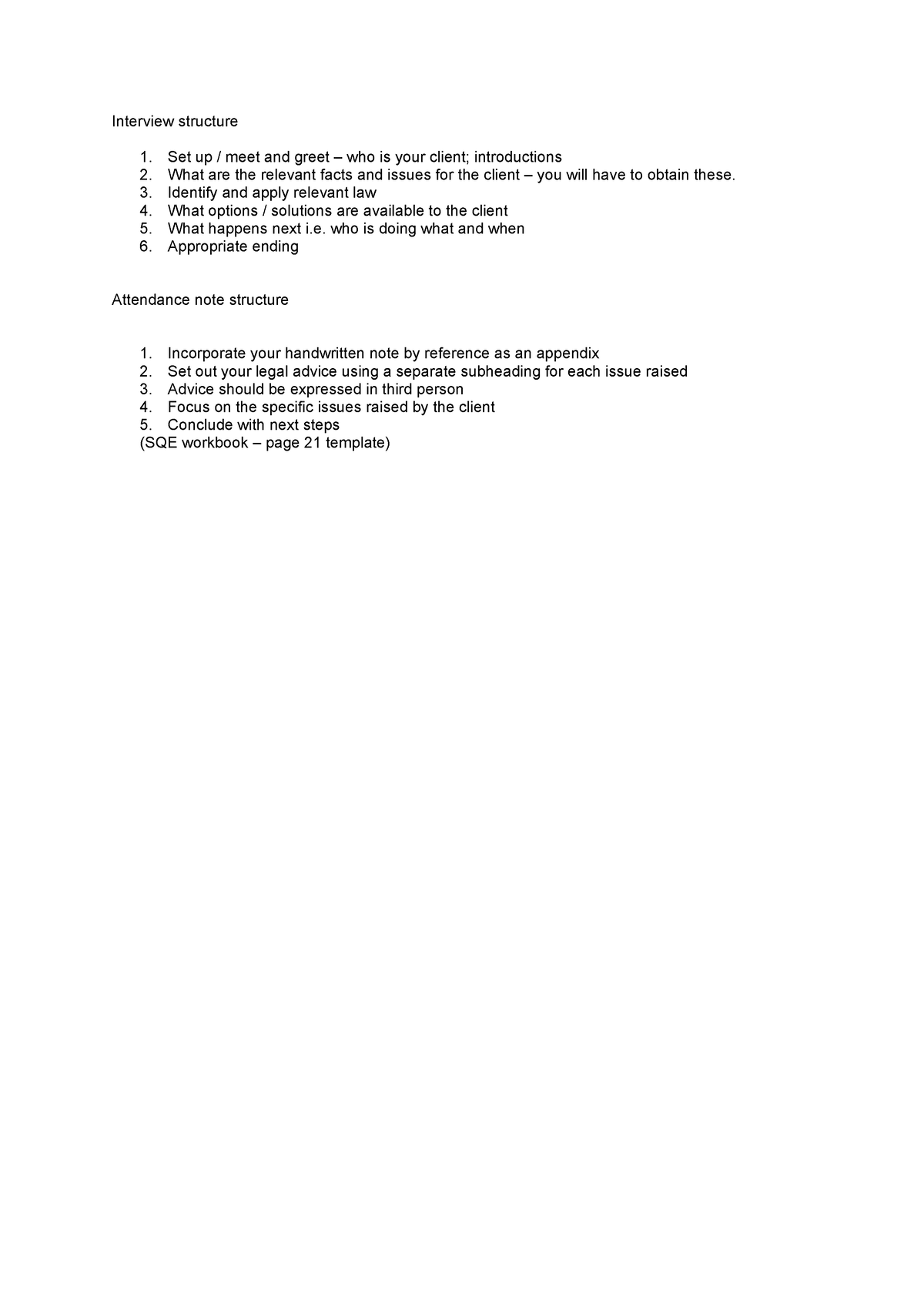 Interview structure - Summary Business Law - Interview structure 1. Set ...