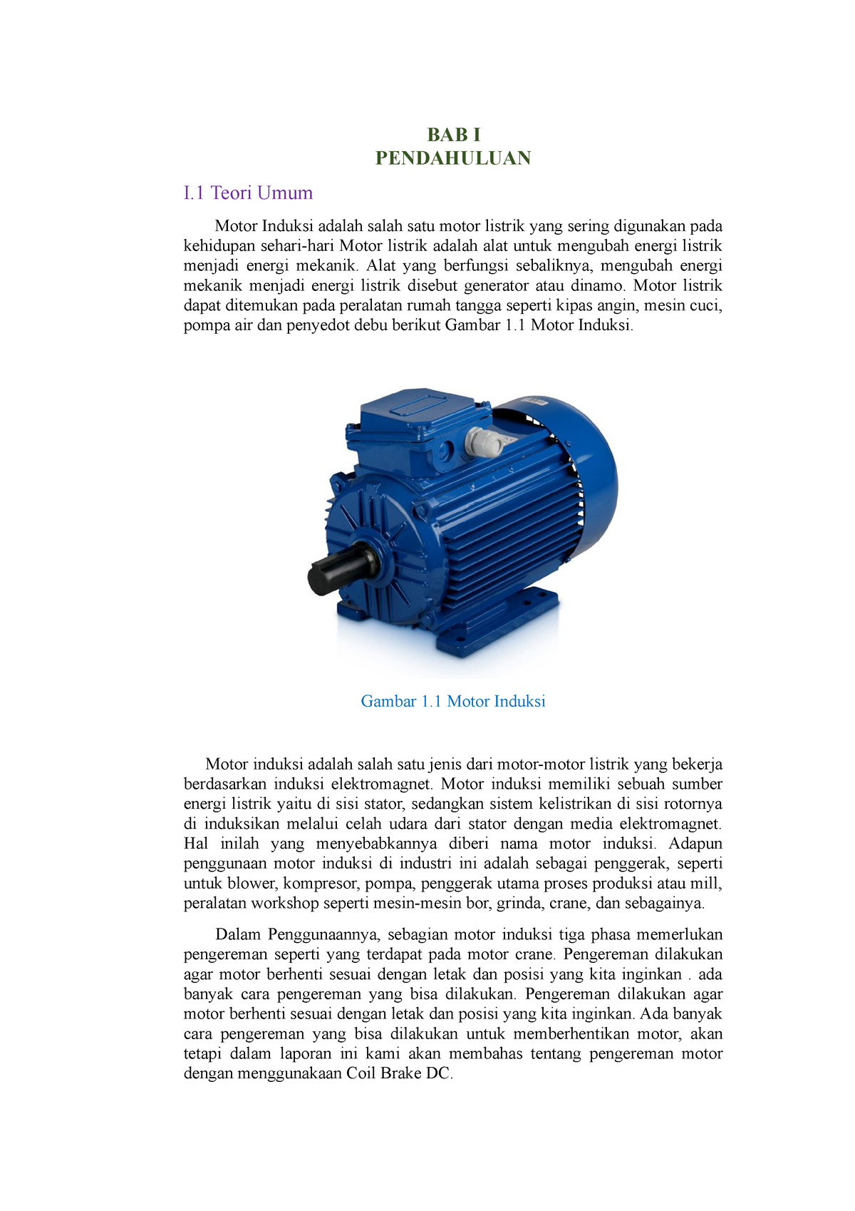 Tugas Mesin Induksi Bab I Pendahuluan I Teori Umum Motor Induksi Adalah Salah Satu Motor