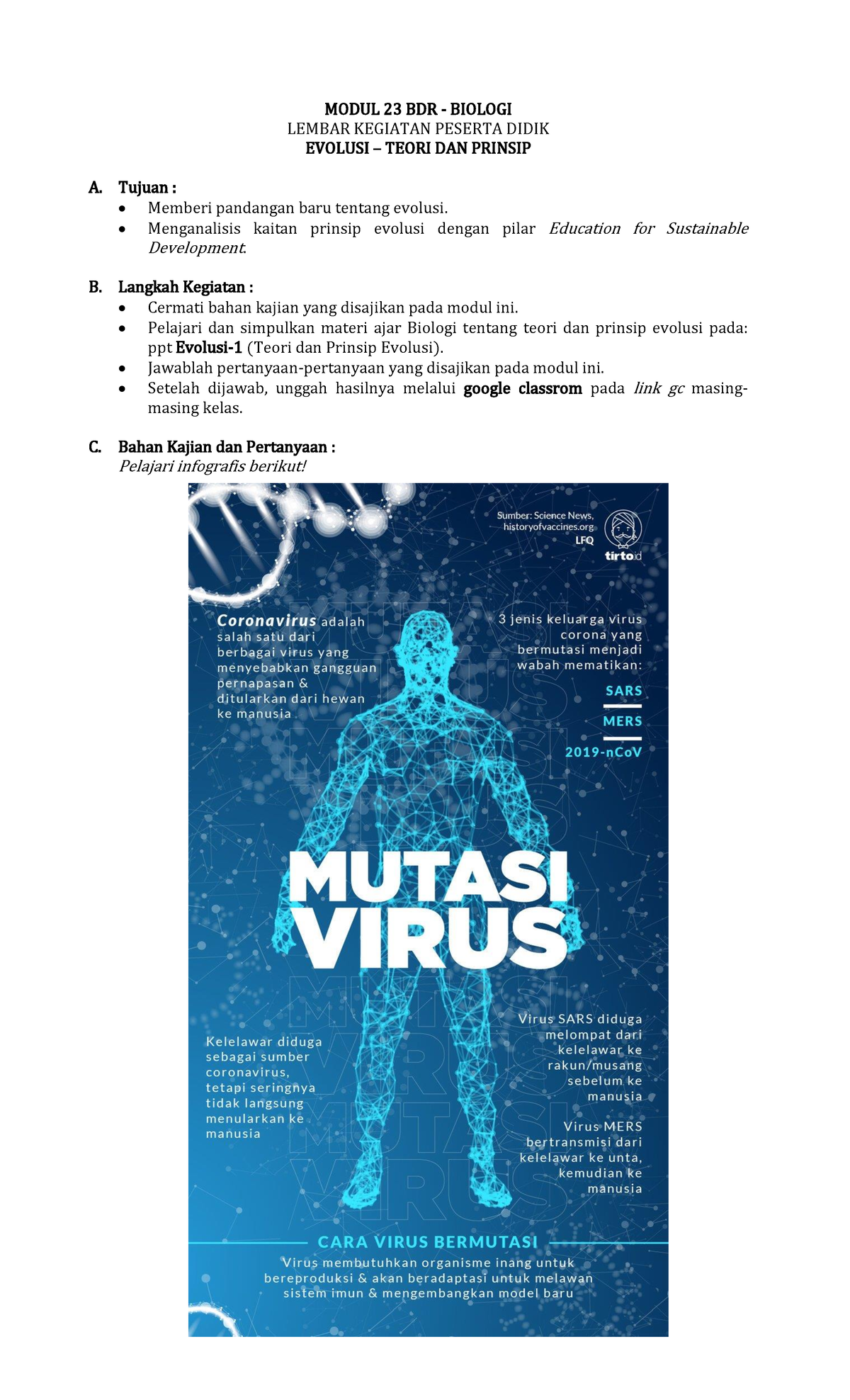 Tugas Evolusi Dan Jawaban - MODUL 23 BDR - BIOLOGI LEMBAR KEGIATAN ...