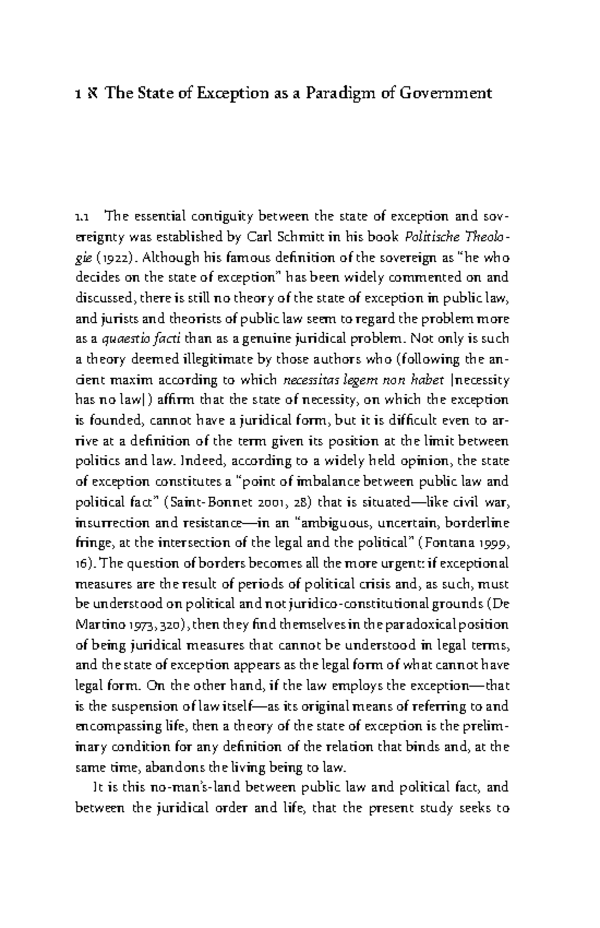 4Agamben Chs.12 State of Exception 1 א The State of Exception as