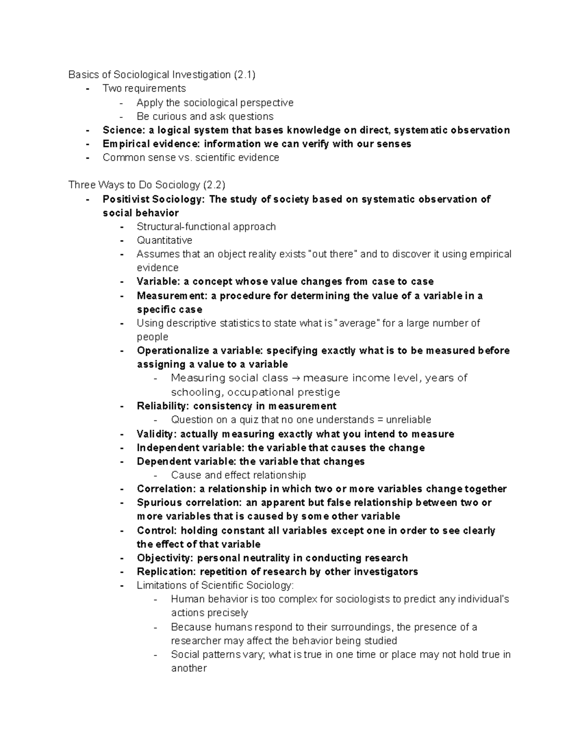 Chapter 2 Notes Basics of Sociological Investigation (2) Two requirements Apply the Studocu