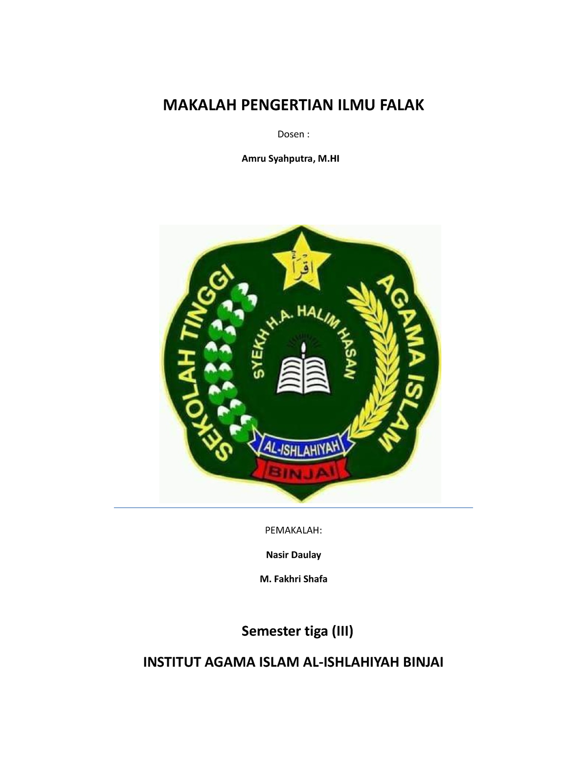 Makalah Pengertian ILMU Falak - MAKALAH PENGERTIAN ILMU FALAK Dosen ...