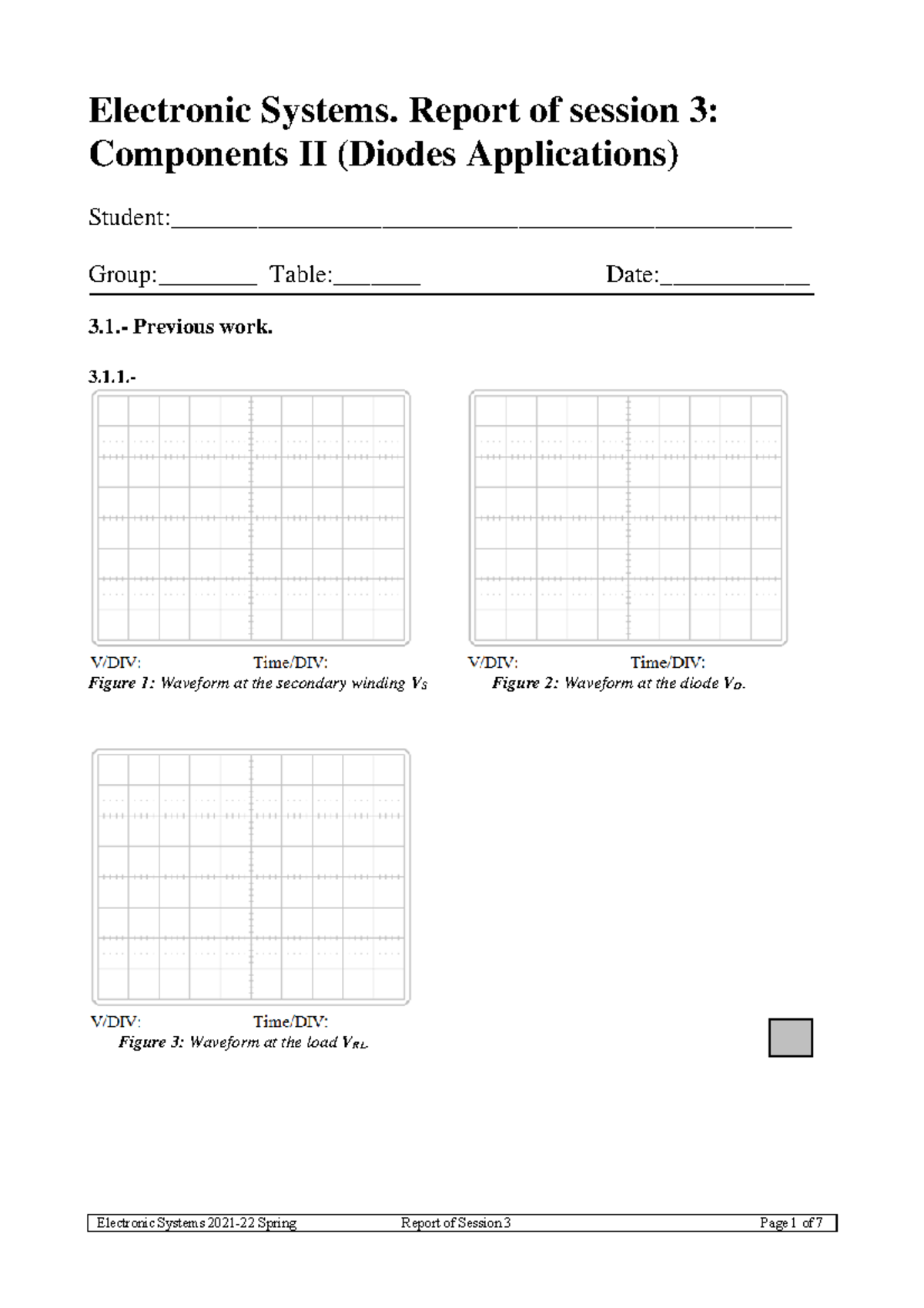 Laboratory 3 STI Electronic Systems. Report of session 3 Components