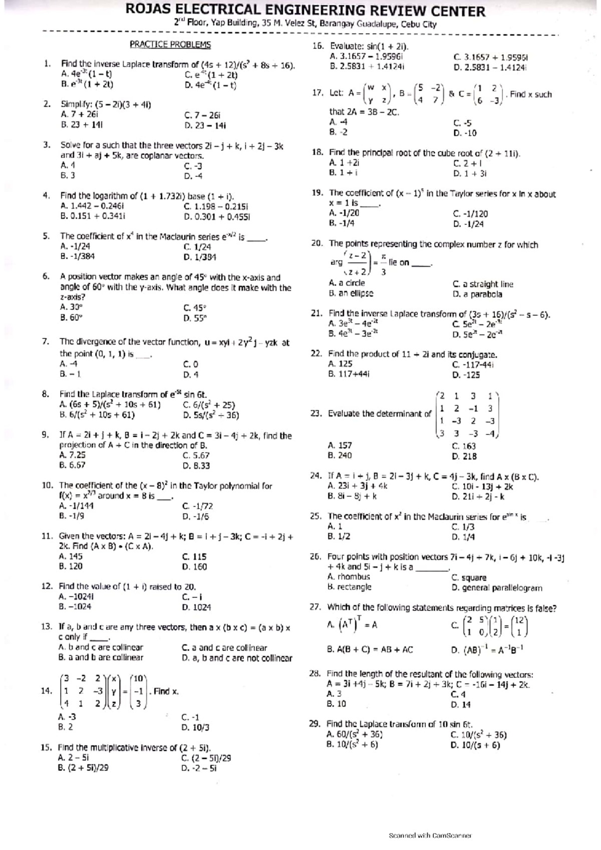 Rojas - MATH - Advance MATH - BS in Electrical Engineering - Studocu