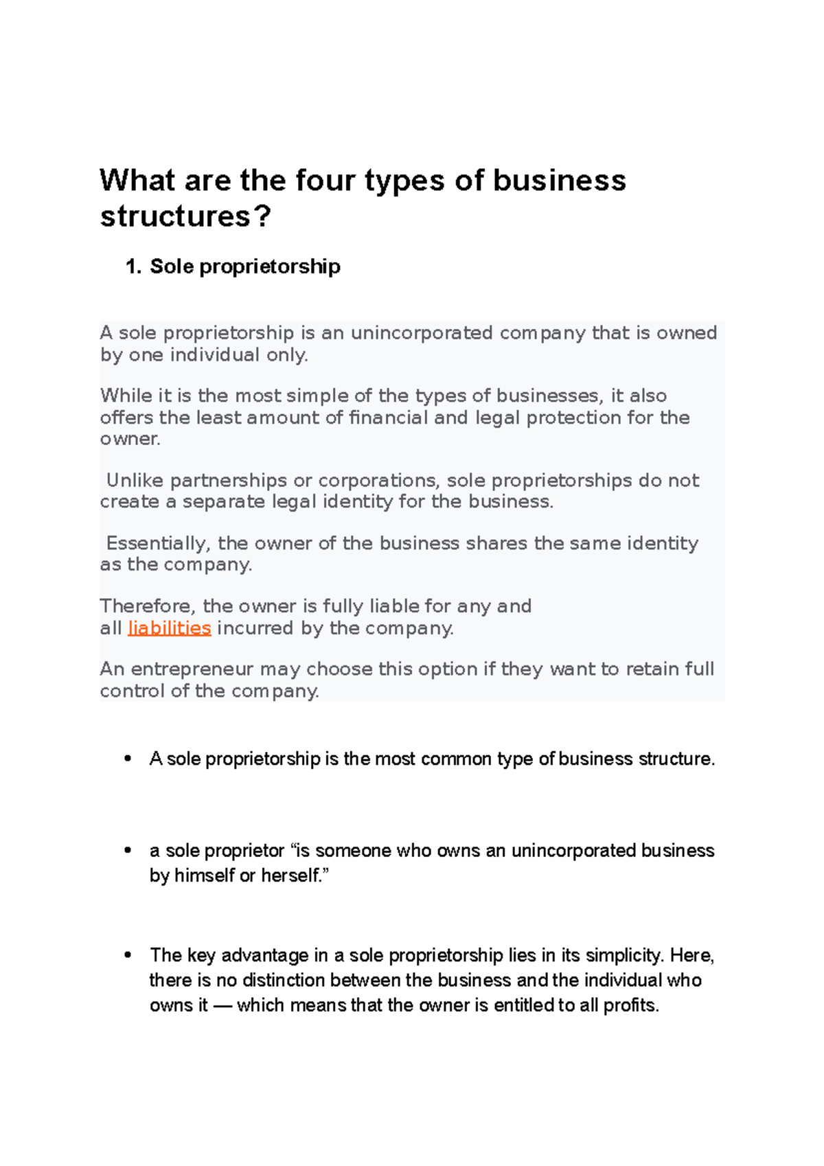 Four types of business structures - What are the four types of business ...