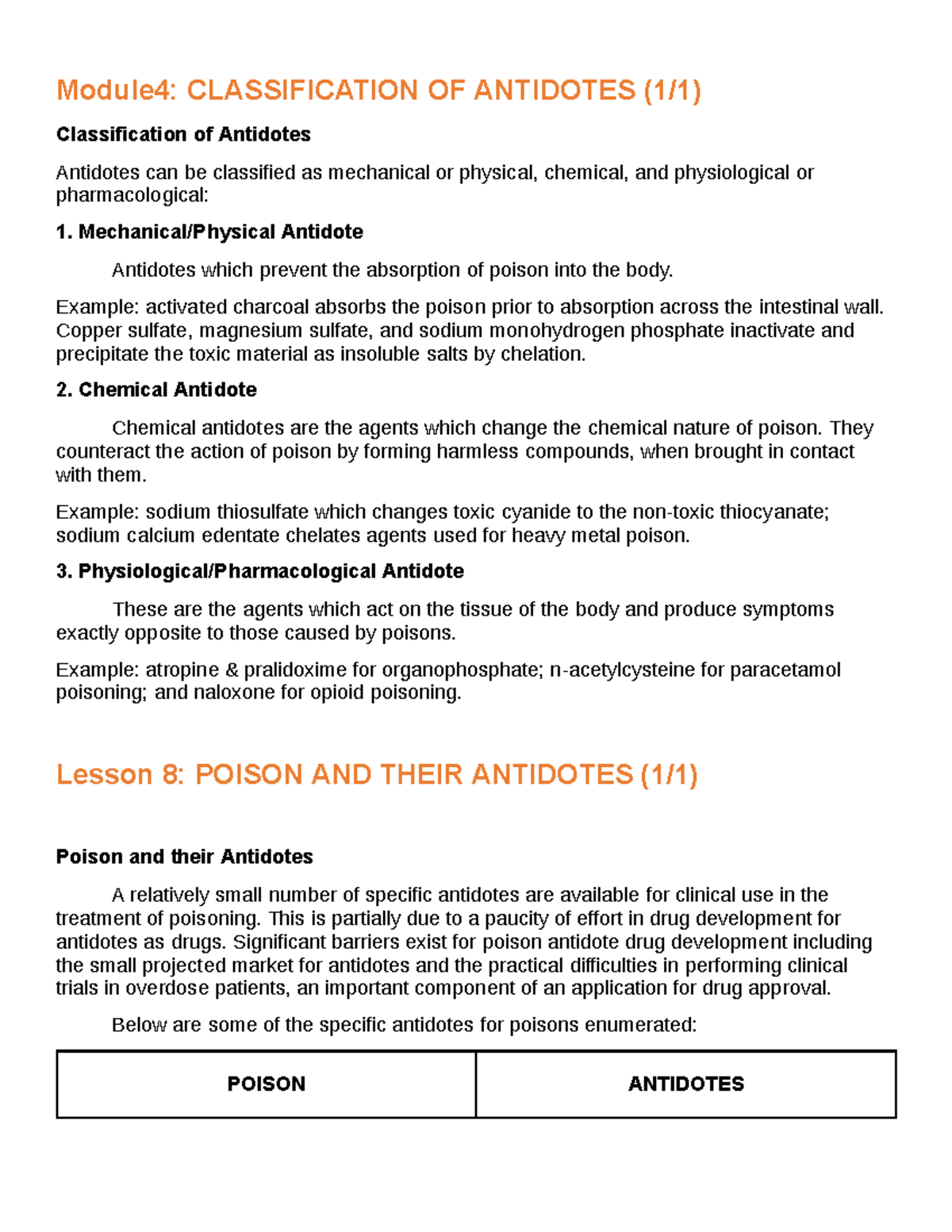 toxicology-module-4-reviewer-module4-classification-of-antidotes-1