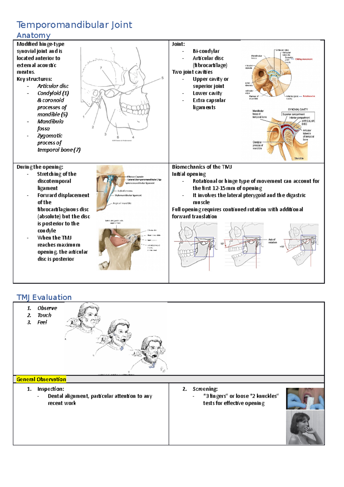 TMJ Ortho - Prac notes - CHI338 - Murdoch - Studocu