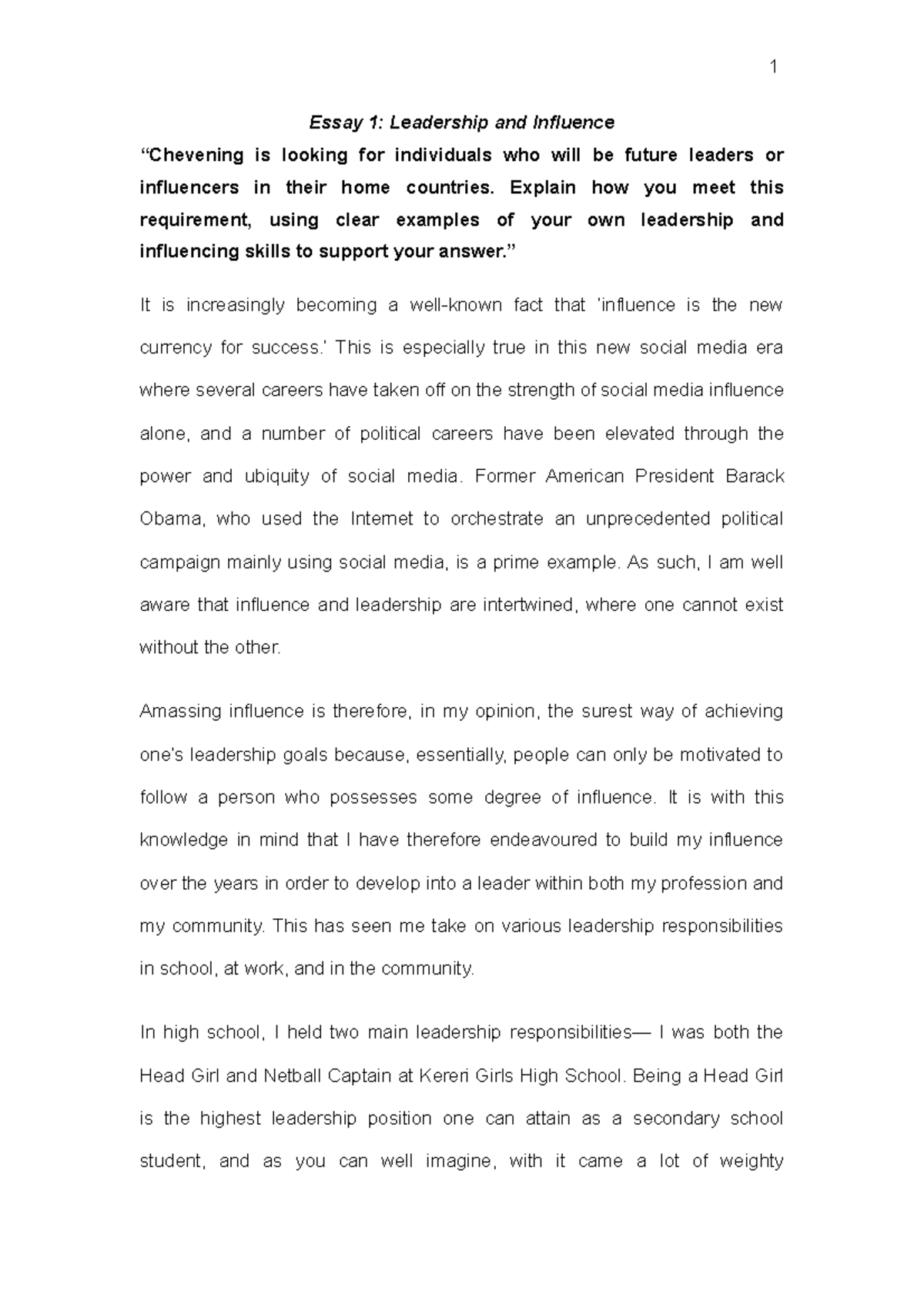 Chevening Scholarship Essays Essay 1 Leadership And Influence chevening-scholarship-essays-essay-1-leadership-and-influence