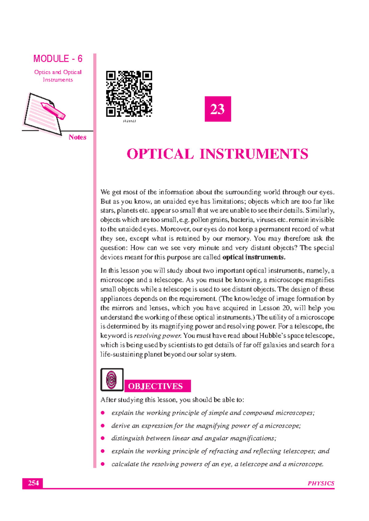 312 Physics Eng Lesson 23 - Notes PHYSICS MODULE - 6 Optical ...