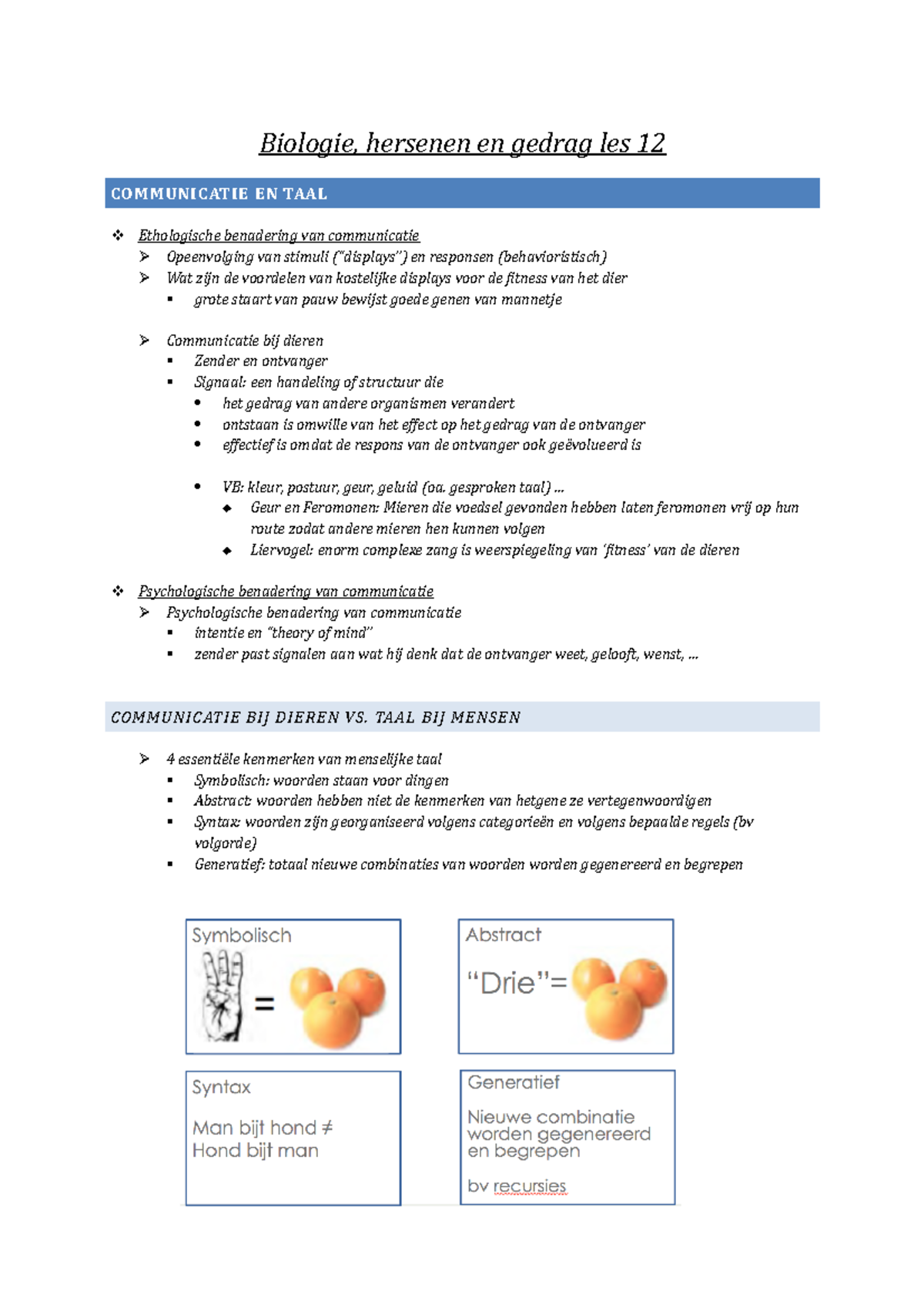 BHG Samenvatting LES 12 - Biologie, Hersenen En Gedrag Les 12 ...