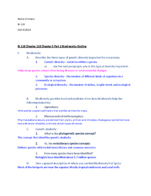 BI 118 Chapter 2 Outline - Revna Emmons BI 118 03/02/ Bi 118 Chapter 2 ...