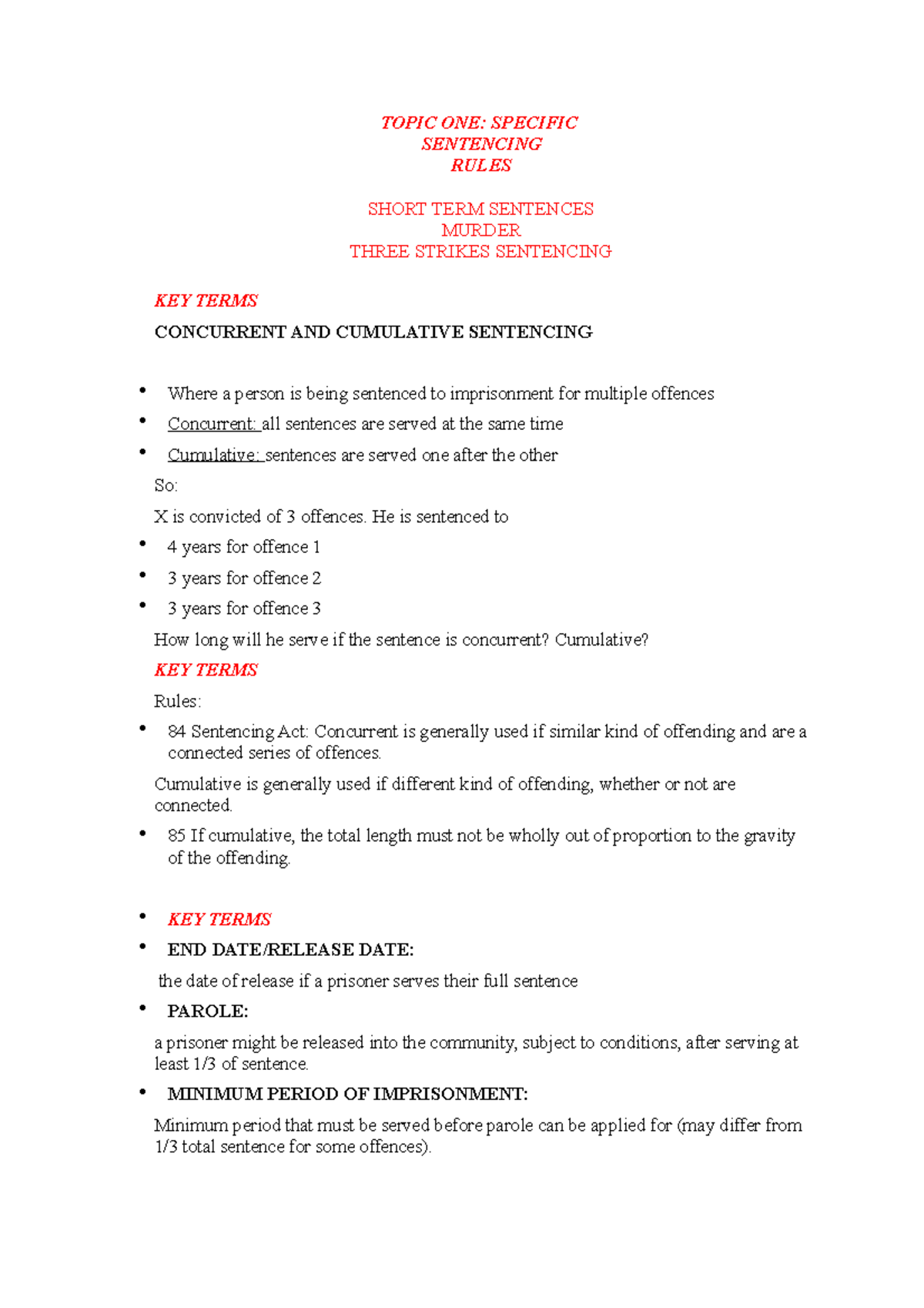 Specific sentencing rules - TOPIC ONE: SPECIFIC SENTENCING RULES SHORT ...