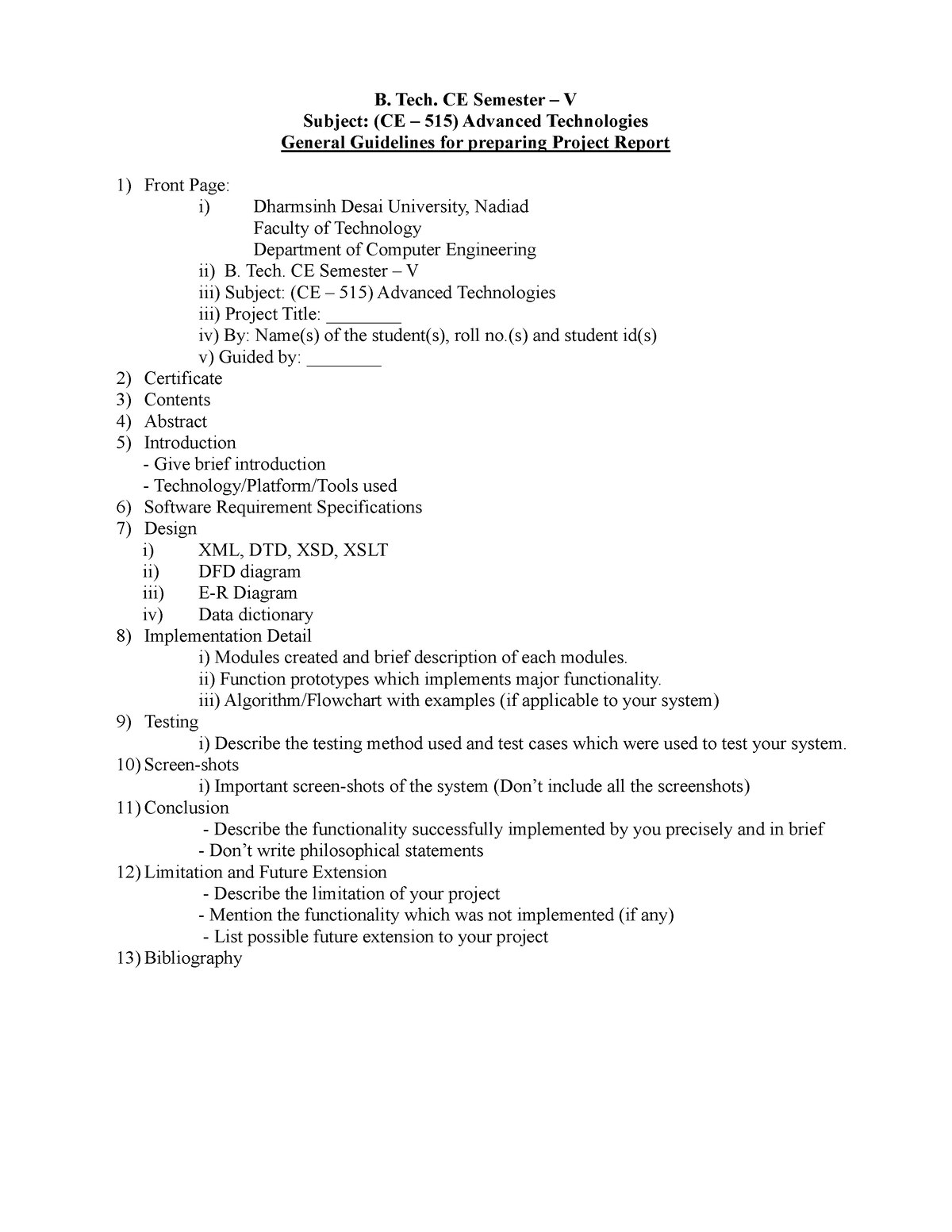 AT Project Report Writing Guidelines - B. Tech. CE Semester – V Subject ...