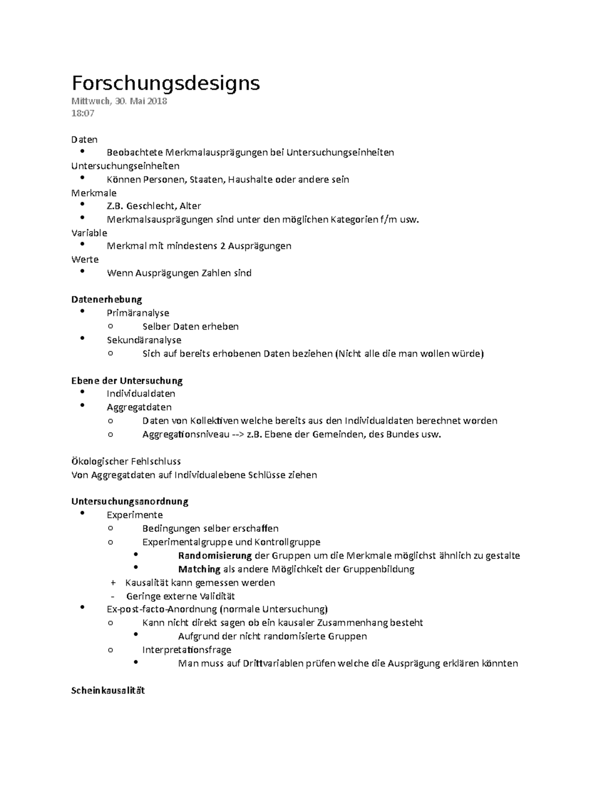 Einführung in die quantitativen Methoden - Forschungsdesigns Mittwuch ...